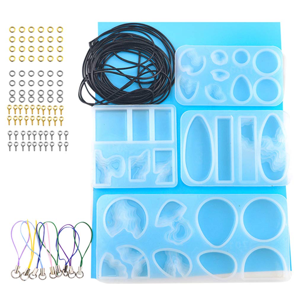 EXCEART Silicone Resin Coaster Molds Set - DIY Epoxy Jewelry Pendant Molds for Necklace Making, Island Style Craft Molds - Perfect for Home Decor, Gift Making & DIY Projects
