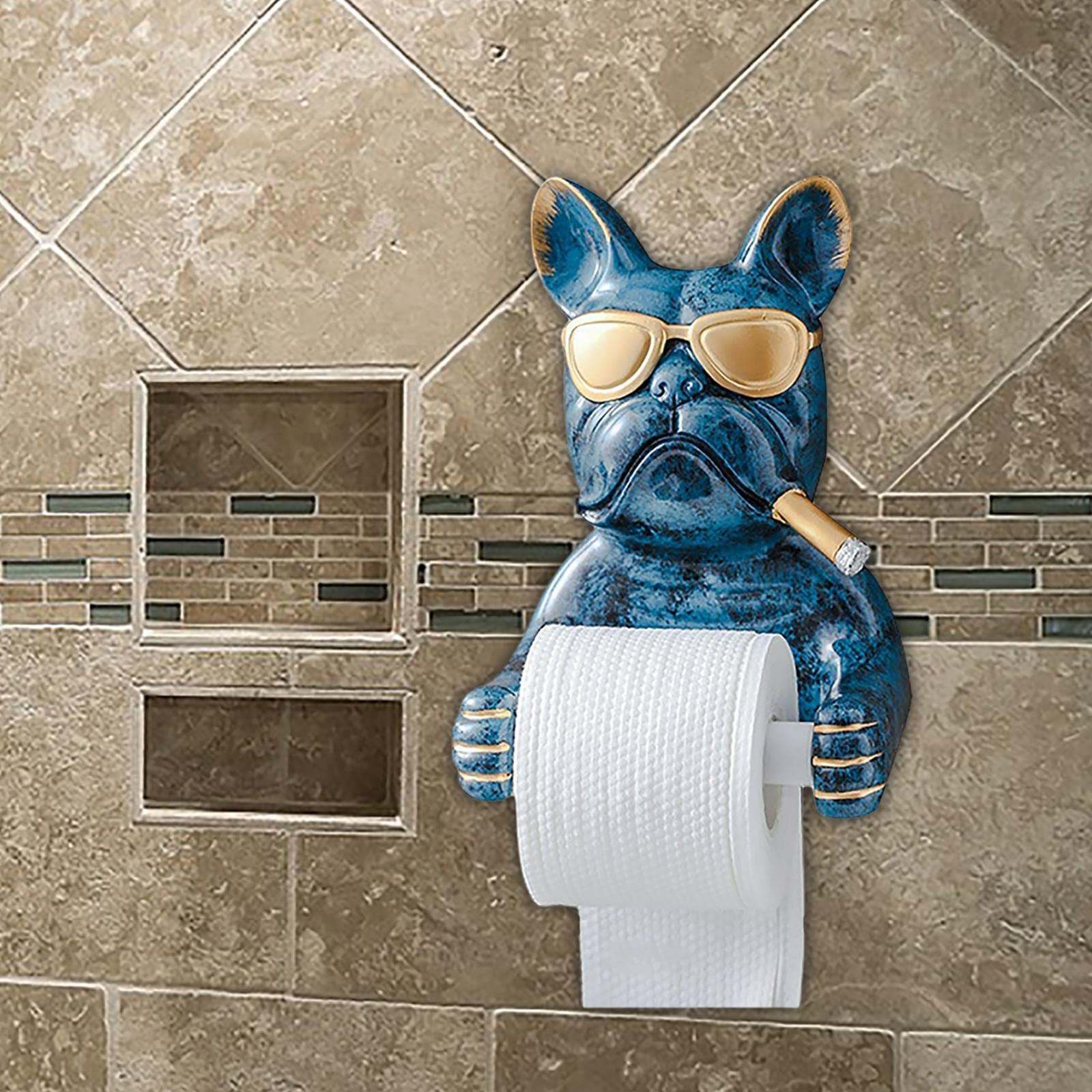 Cartoon Dog Paper Towel Holder & Tissue Dispenser - Cute Bathroom Decor for Kitchen, Washroom, Hotel | Blue Animal Sculpture Organizer - Perfect for Home, Office, and Restaurant Use