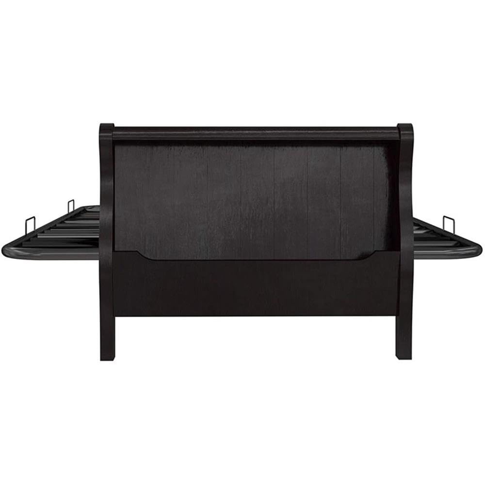 Pemberly Row Espresso Wood Futon Frame with Storage - Space-Saving Sleeper Sofa for Small Apartments, Guest Rooms & Dorm Living