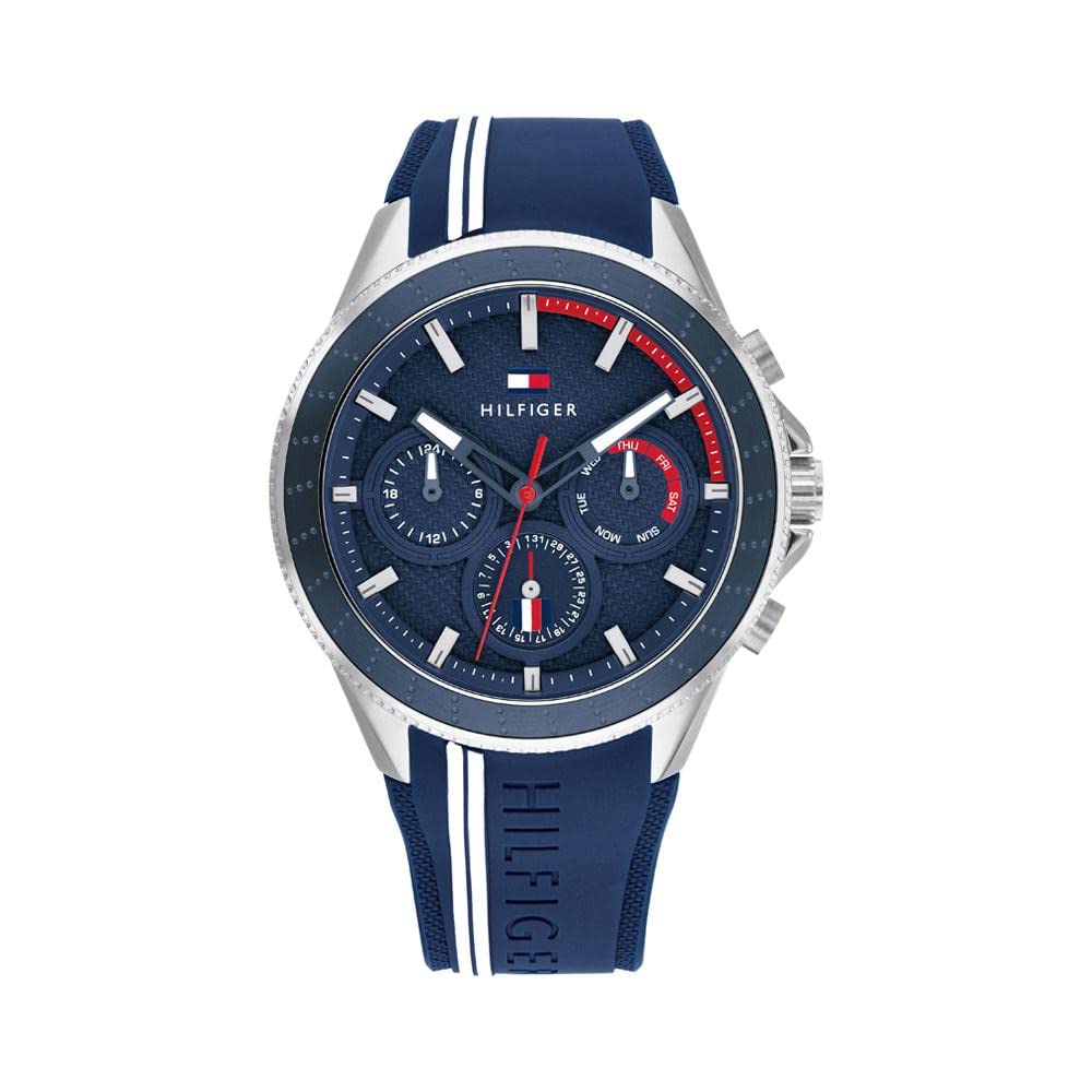 Tommy Hilfiger Men's Sport Watch - Quartz Multifunction Chronograph, Stainless Steel & Silicone Strap, Water Resistant - Perfect for Casual, Business & Outdoor Activities