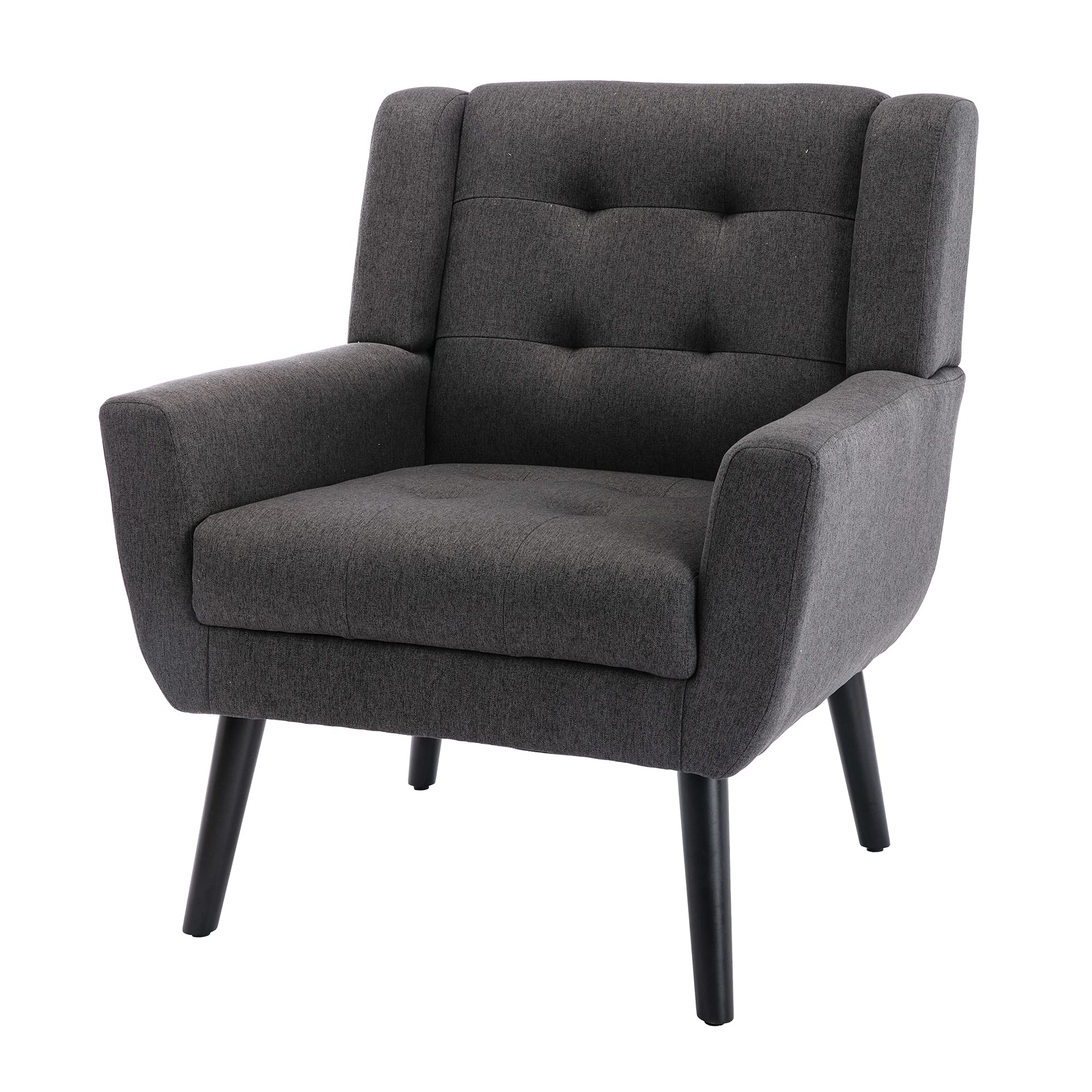 HomVent Modern Linen Accent Chair - Button Tufted Upholstered Armchair with Sturdy Metal Legs | Mid-Century Style Comfortable Lounge Chair for Living Room, Bedroom & Home Decor | Perfect for Reading Nooks, Office Spaces & Cozy Corners