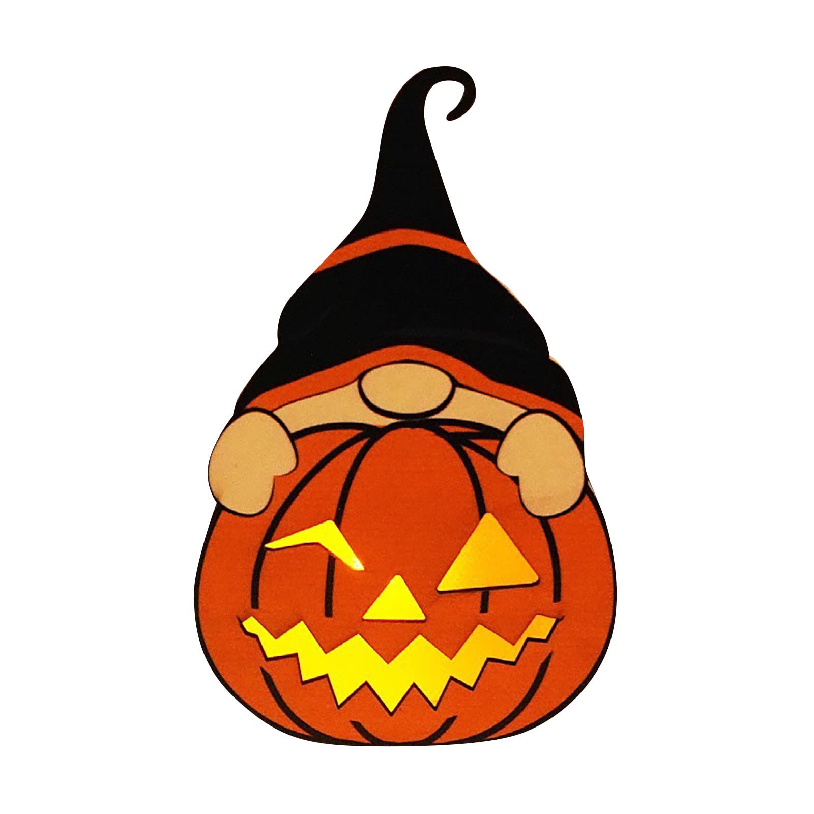 Vintage Halloween Wooden Faceless Gnome LED Light - Pumpkin Decor for Halloween Party, Home & Outdoor Decorations - Perfect for Porch, Yard, and Spooky Party Decor
