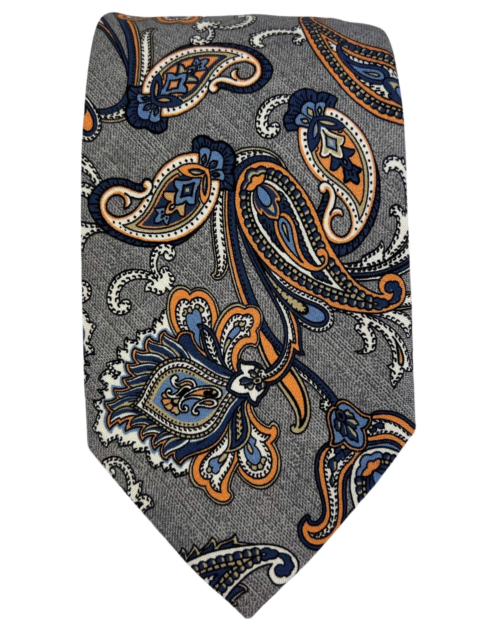 DÉCLIC Paisley Necktie for Men - Elegant Grey Silk Tie for Business, Weddings & Formal Occasions