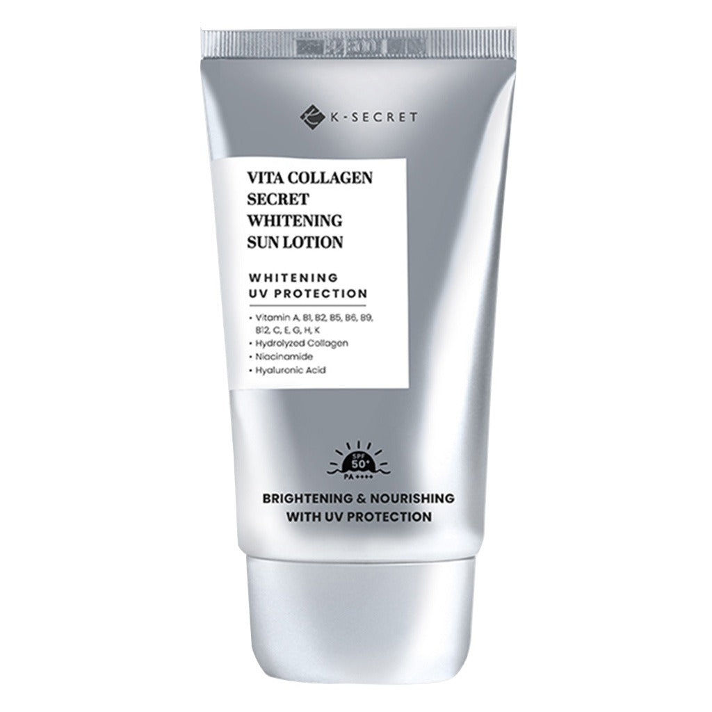 K Secret Vita Collagen Whitening Sunscreen SPF 50+ PA++++ UV Protection Lotion 50ml - Brightens Skin & Prevents Sun Damage for Daily Face & Body Care