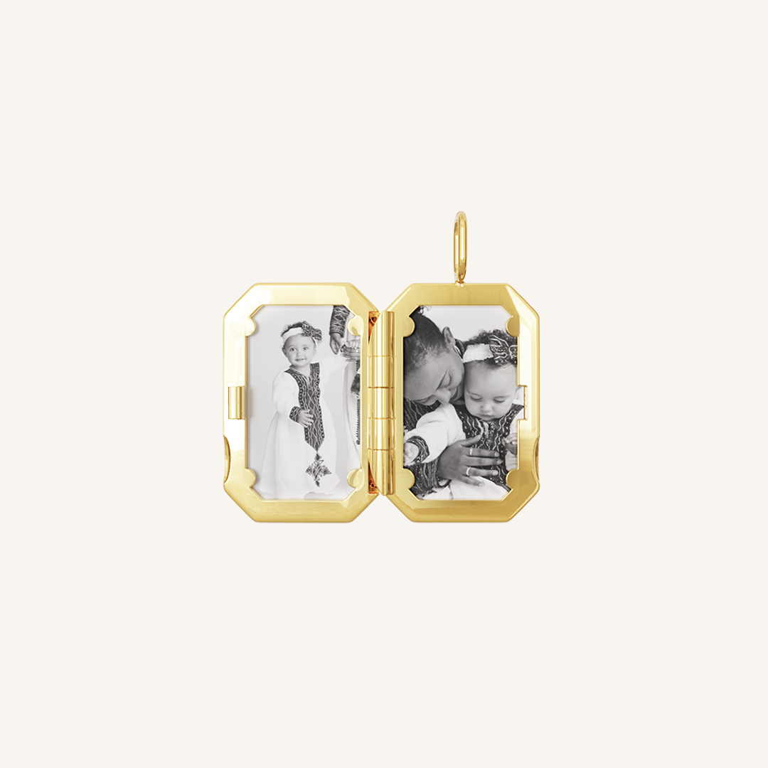 Personalized Bevel Photo Locket Necklace - Custom Engraved Heart Pendant for Loved Ones | Perfect for Anniversaries, Valentine's Day & Memorial Gifts