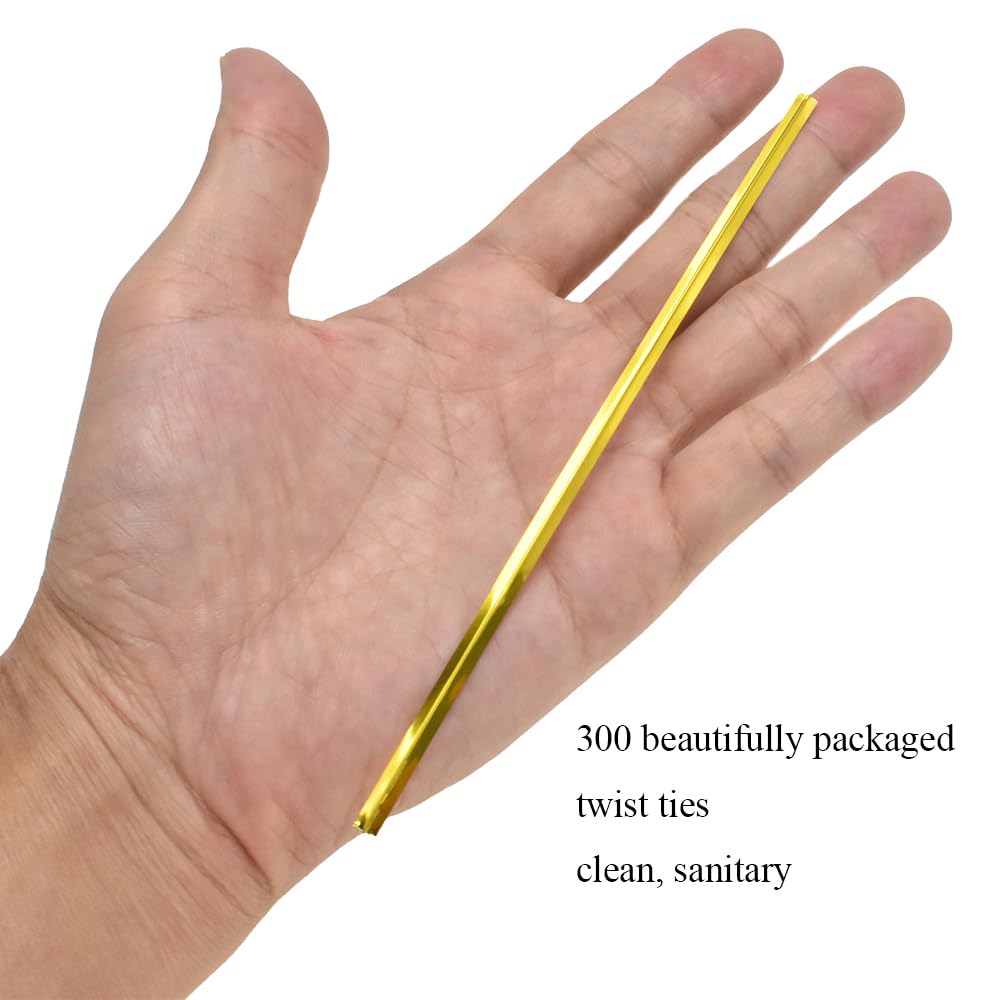 Gold Twist Ties 300Pcs 6inch for Baking, Gifts & Crafts