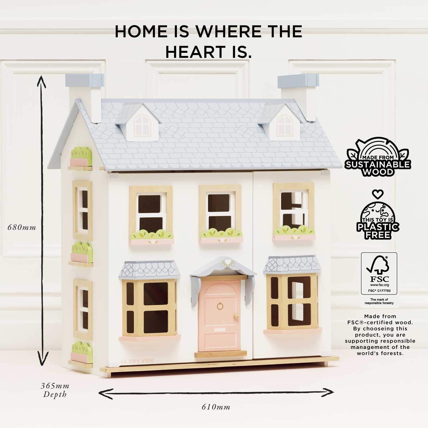 Le Toy Van Daisylane Collection Mayberry Manor - Premium Wooden Dollhouse Playset for Girls & Boys Ages 3+ | Pretend Play, Imaginative Learning & Creative Development | Perfect for Birthday Gifts & Nursery Decor