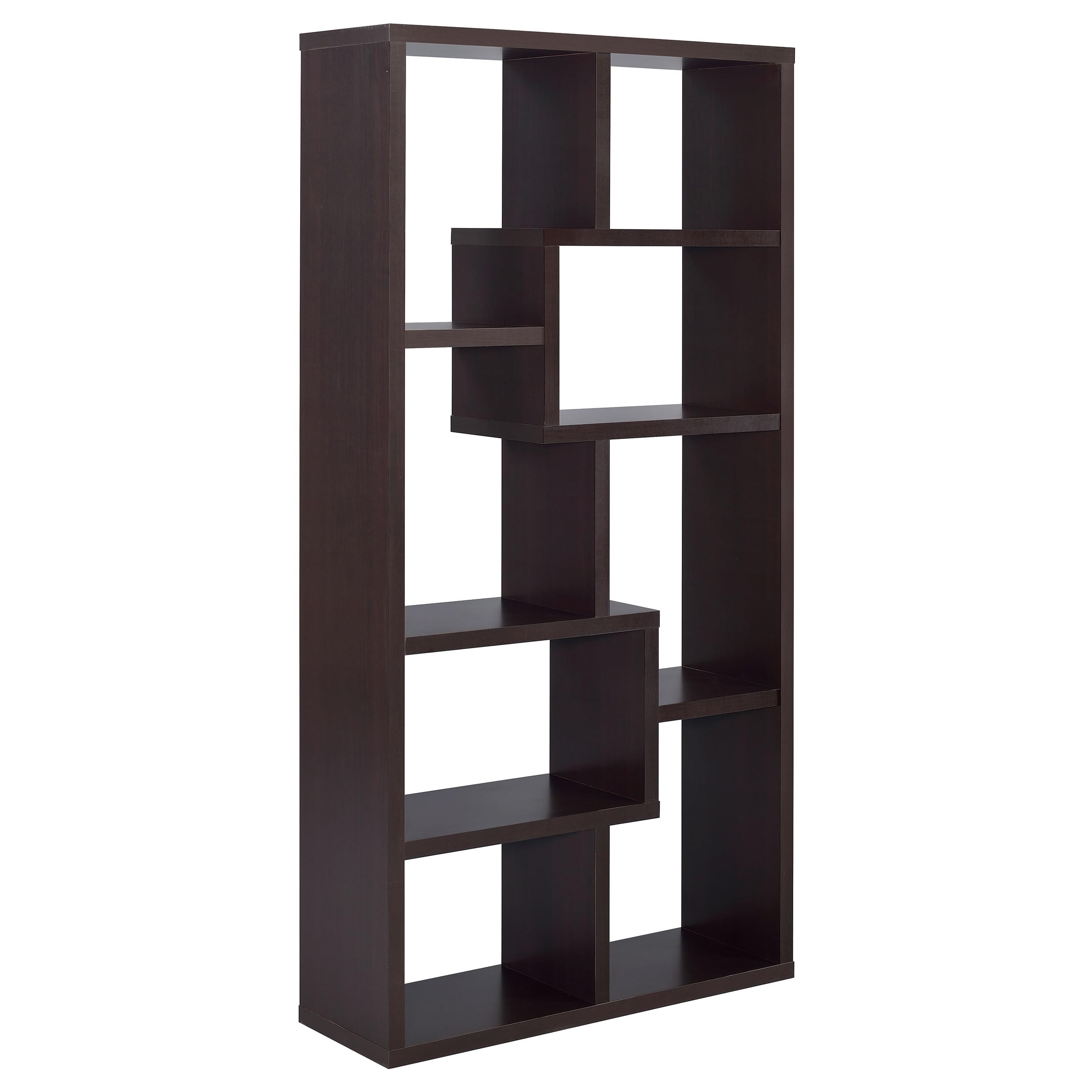 Theo Bookcase Shelf - Cappuccino Finish Wooden Book Storage for Living Room, Bedroom, Office - Stylish Home Decor & Organizer