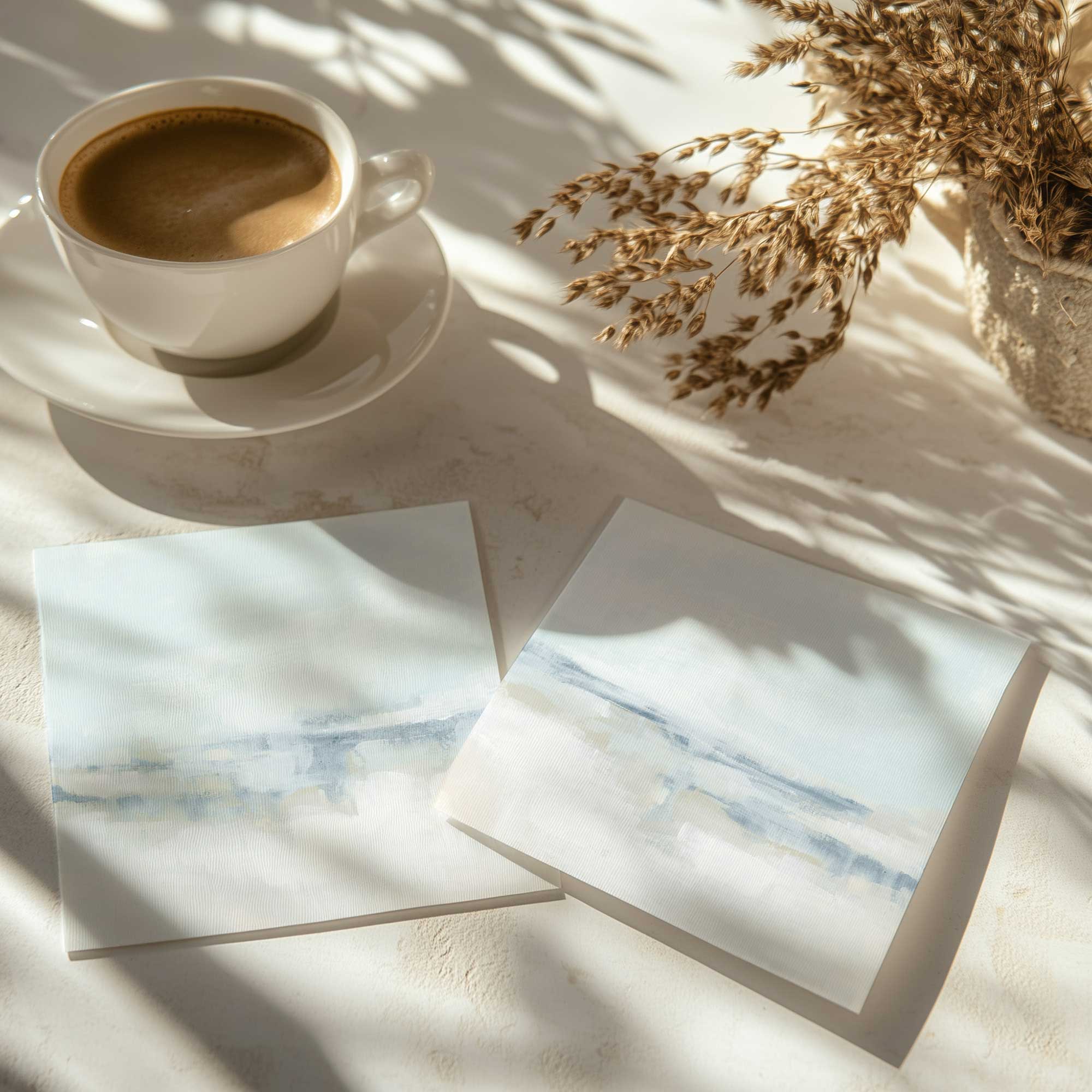 Cloudy Shoreline Hues - Set of 2 Coastal Wall Art Prints for Beach House Decor & Living Room