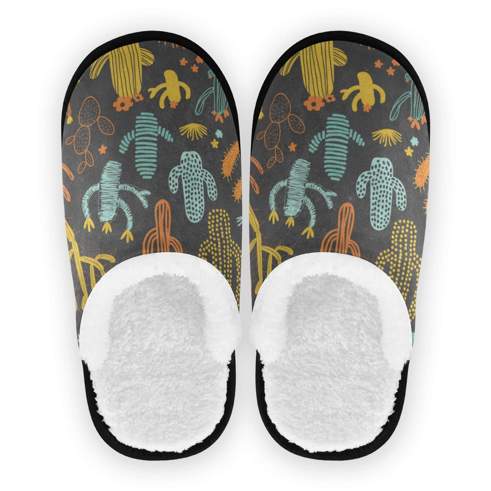 Vozoza Memory Foam Slippers for Women & Men - Non-Slip Indoor/Outdoor House Shoes with Cactus Design - Perfect for Home, Travel, Spa, and Relaxation
