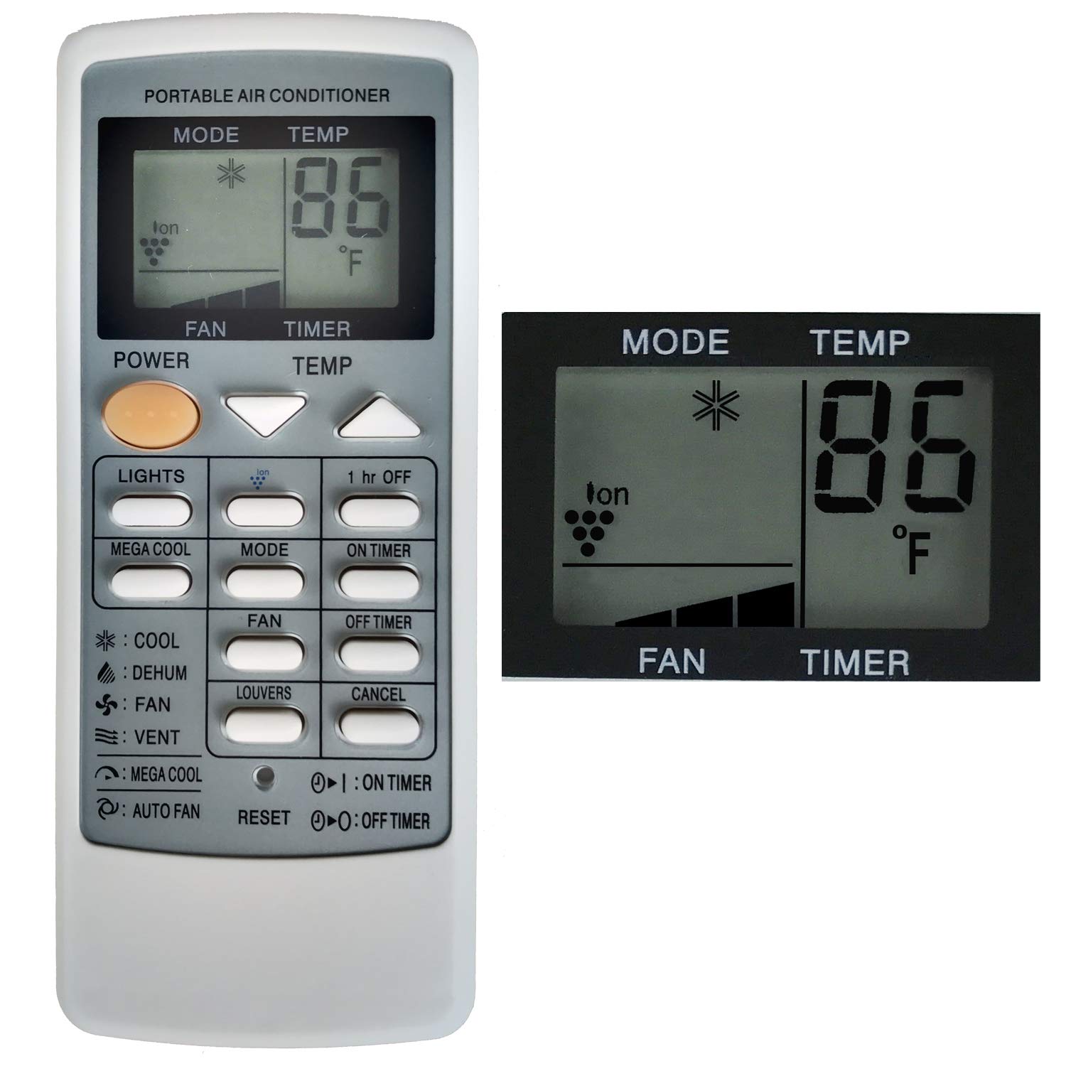 YING RAY Replacement Remote Control for Sharp Portable Air Conditioner Models CRMC-A729JBEZ CV-10MH CV-P10PC VD-3448 (Fahrenheit Display) - Perfect for Home, Office, and Bedroom Cooling Comfort