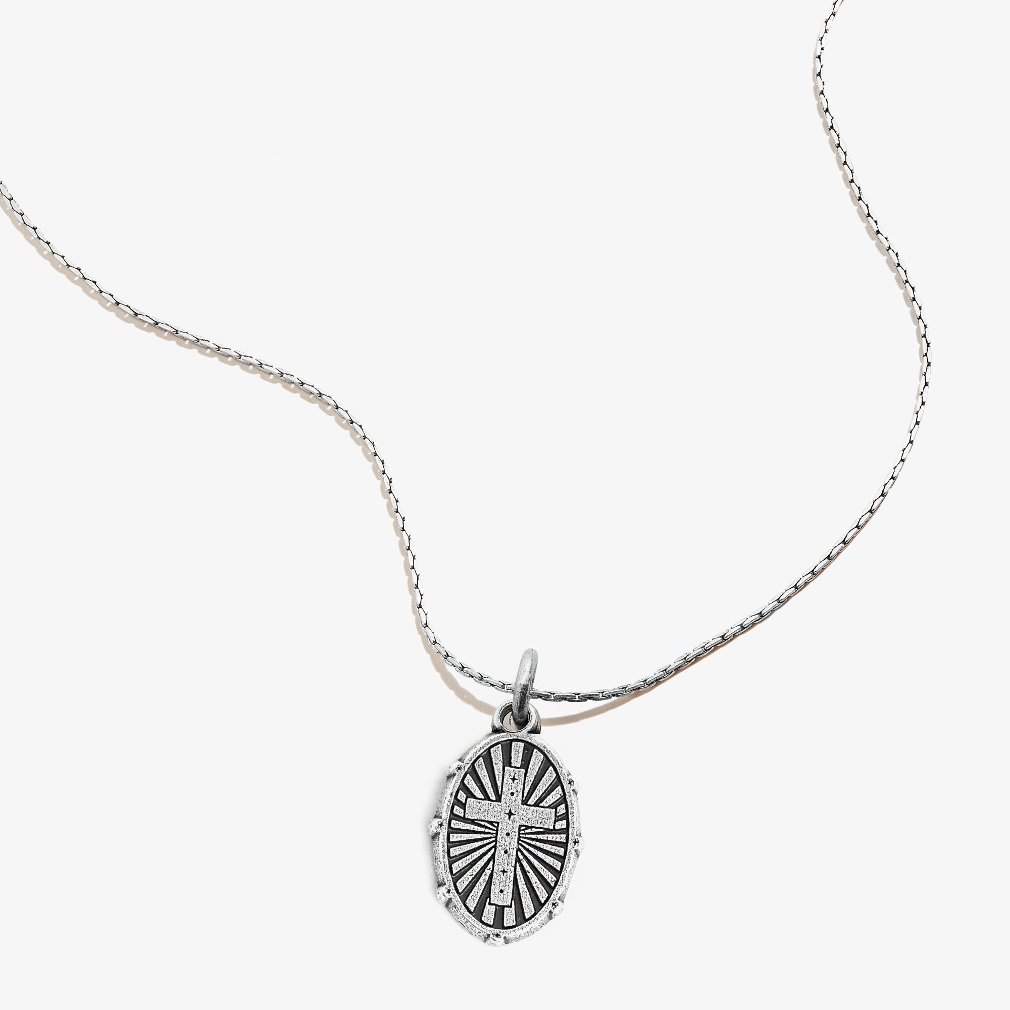 Elegant Cross Embossed Charm Necklace for Women - Religious Jewelry Gift for Baptism, Confirmation & Everyday Wear