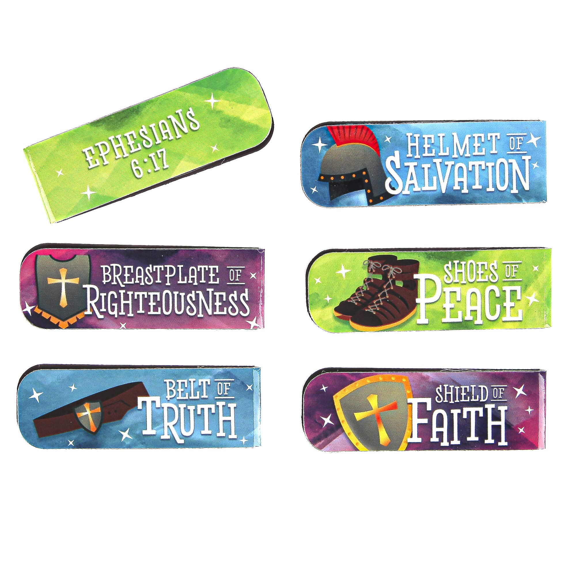Armor of God Magnetic Bookmarks - Set of 6 Inspirational Bible Verse Bookmarks for Bible Study, Church Gifts & Christian Book Lovers