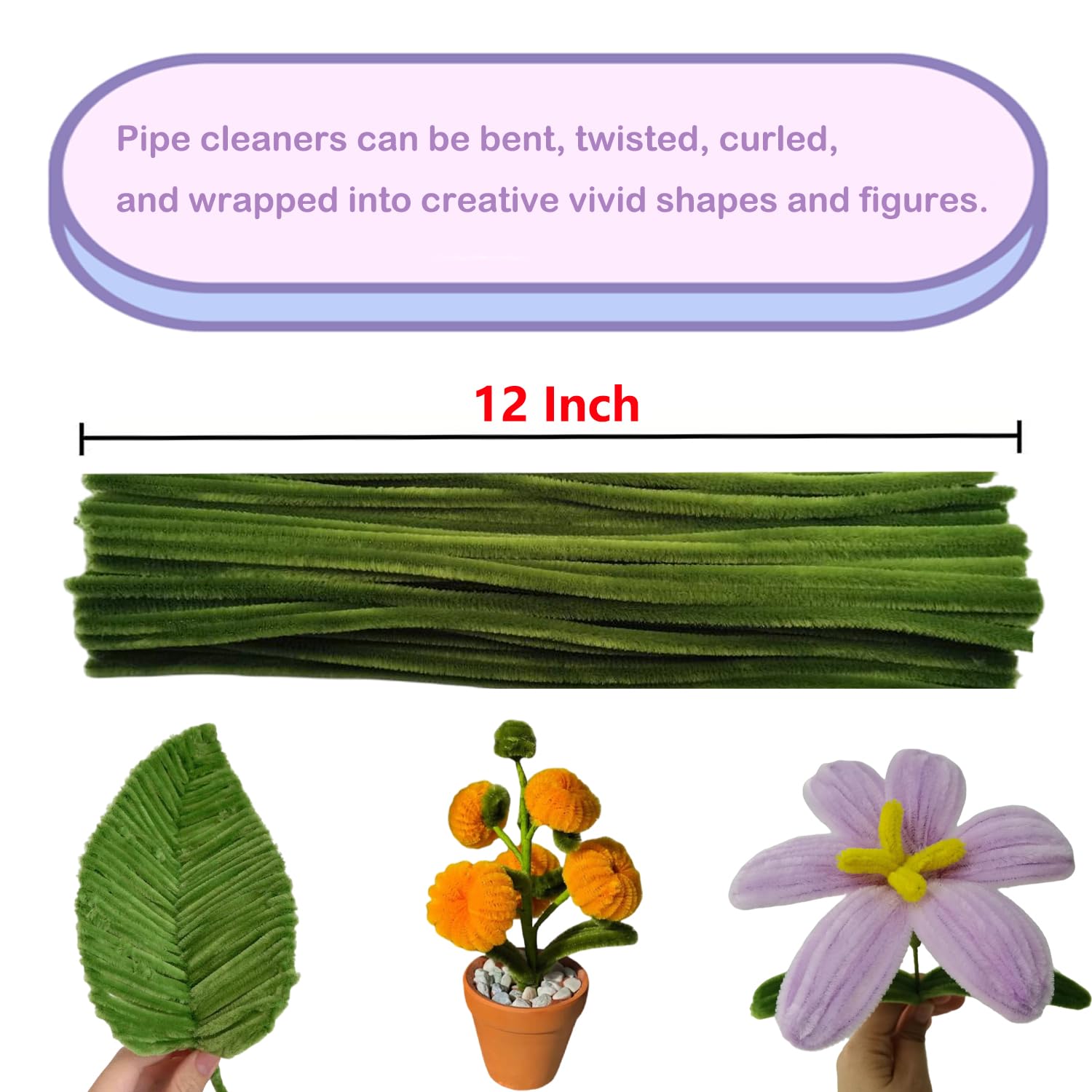 100pcs Olive Green Pipe Cleaners with 20pcs Googly Eyes - Chenille Stems for DIY Crafts, Arts Projects & Holiday Decorations - Perfect for Kids Activities, Classroom Projects & Christmas Ornaments
