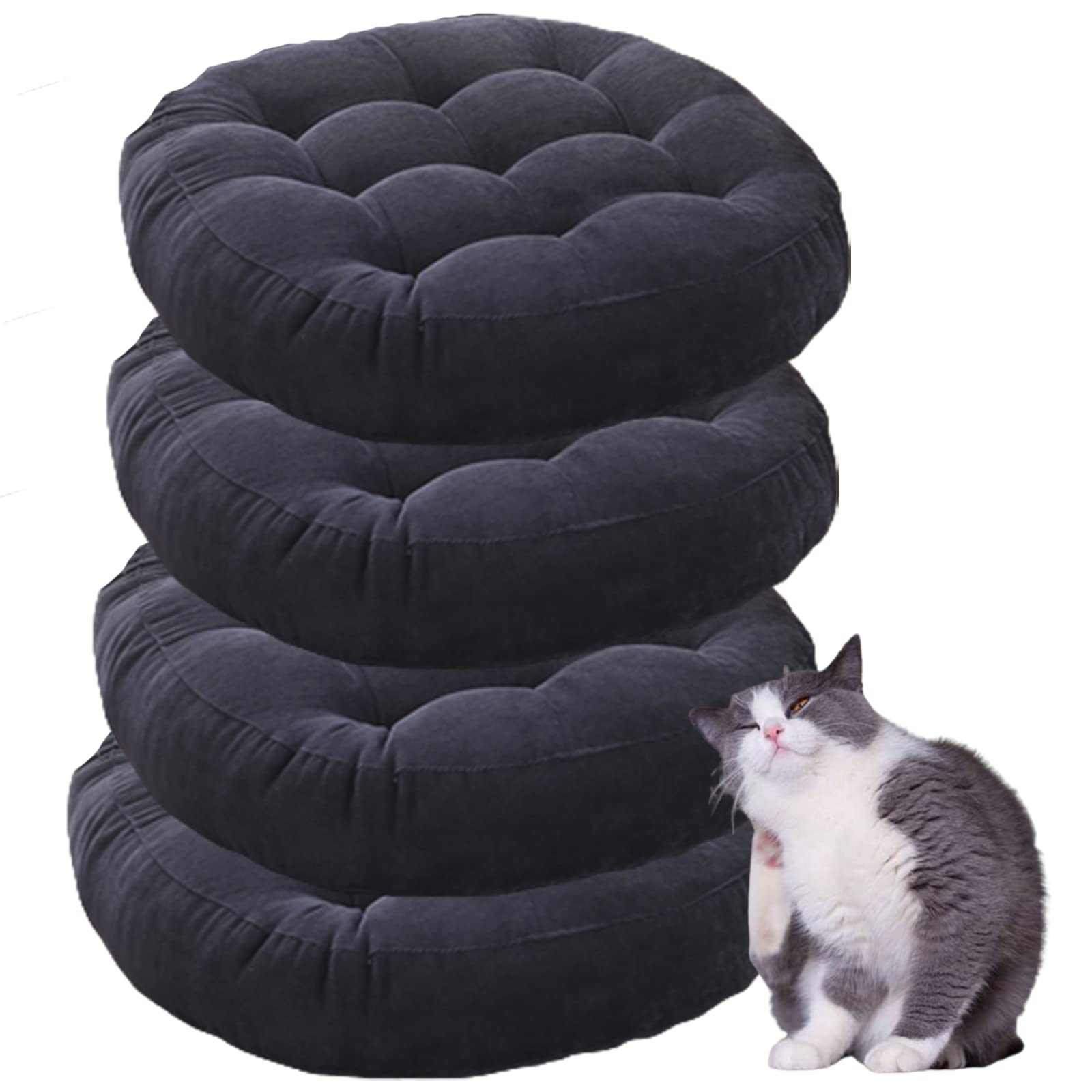Round Chair Cushions Set of 4 - 17 Inch Indoor Outdoor Floor Pillows for Patio Furniture, Yoga Meditation, Sofa, Balcony - Waterproof & Comfortable Seat Pads (Gray) - Perfect for Living Room, Garden, and Relaxation Spaces