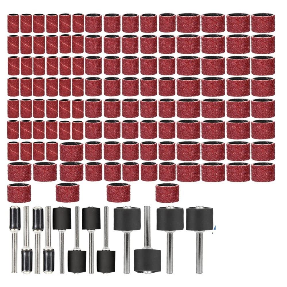 132pcs Sanding Band Set with Mandrels - Abrasive Drum Kit for Rotary Tools, Sandpaper Polishing & Woodworking - Perfect for DIY Projects, Metal Grinding & Crafting
