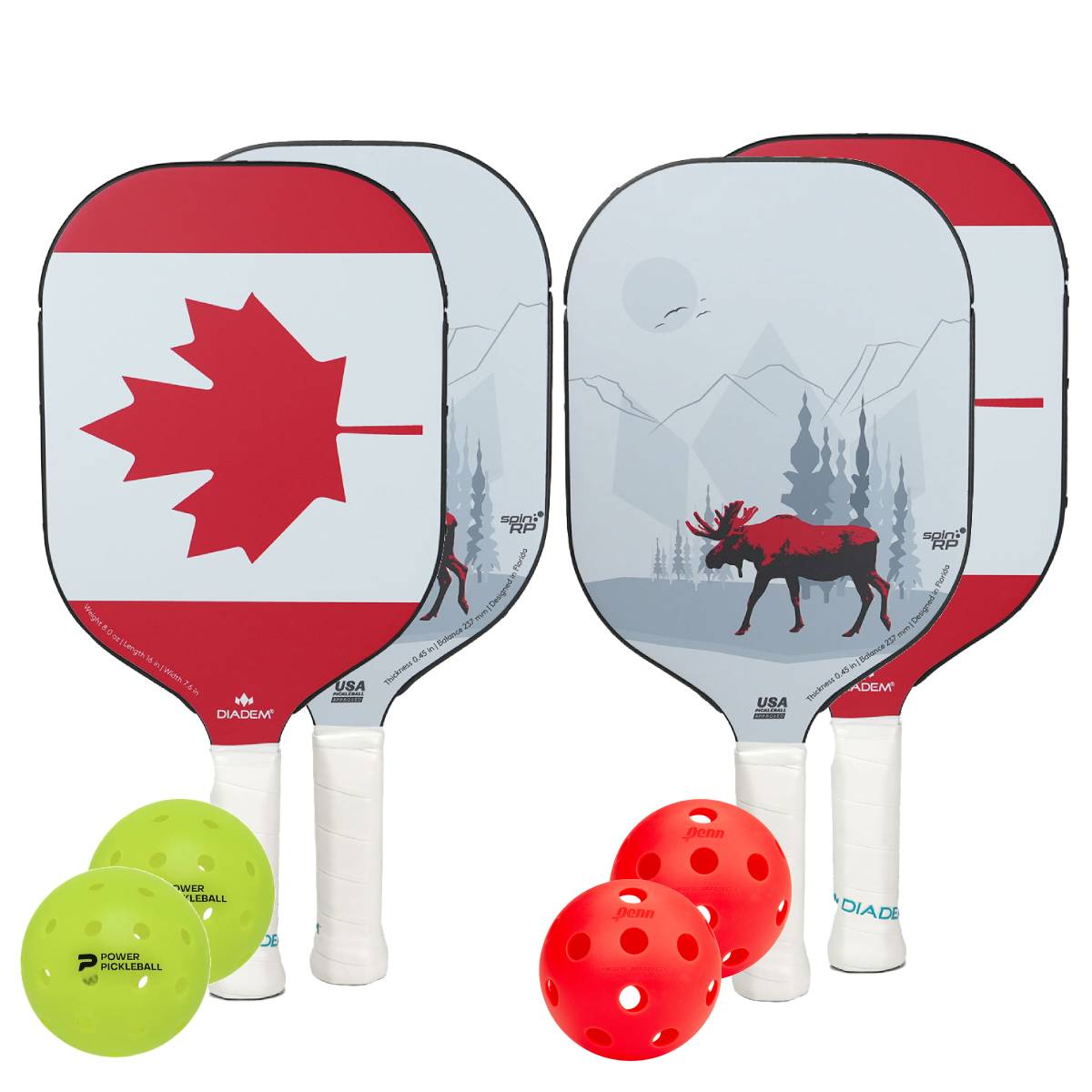 Diadem Icon V1 Pickleball Paddle Set - 4 Premium Paddles for Competitive Play | Perfect for Tournaments, Training & Outdoor Games
