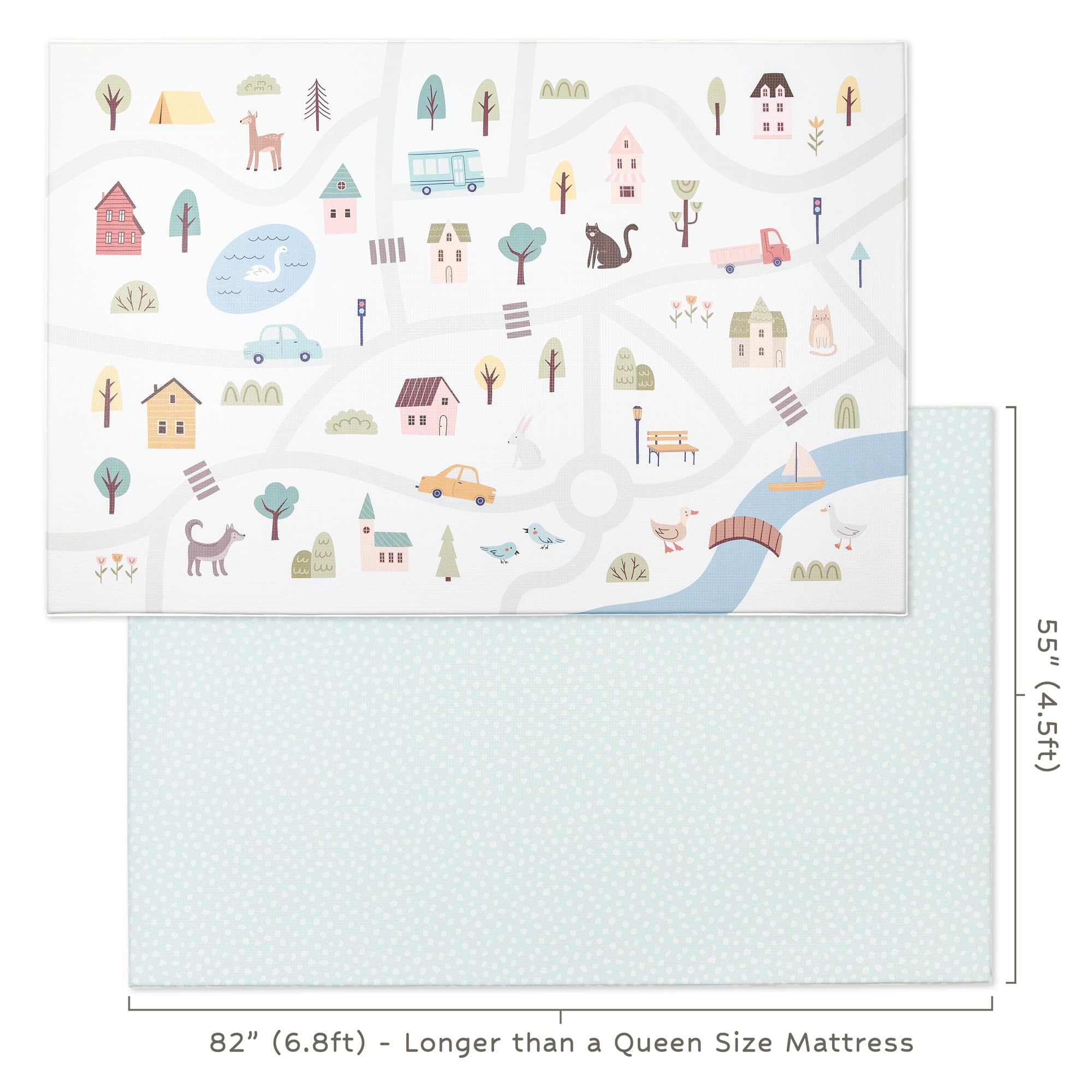 Reversible Baby Play Mat 82” x 55” - Extra Large Waterproof Foam Floor Mat for Infants, Toddlers & Kids | Non-Toxic, Durable & Easy to Clean | Perfect for Nursery, Playroom, Gym & Daycare Activities | Soft Cushioned Surface for Crawling, Playing & Learning