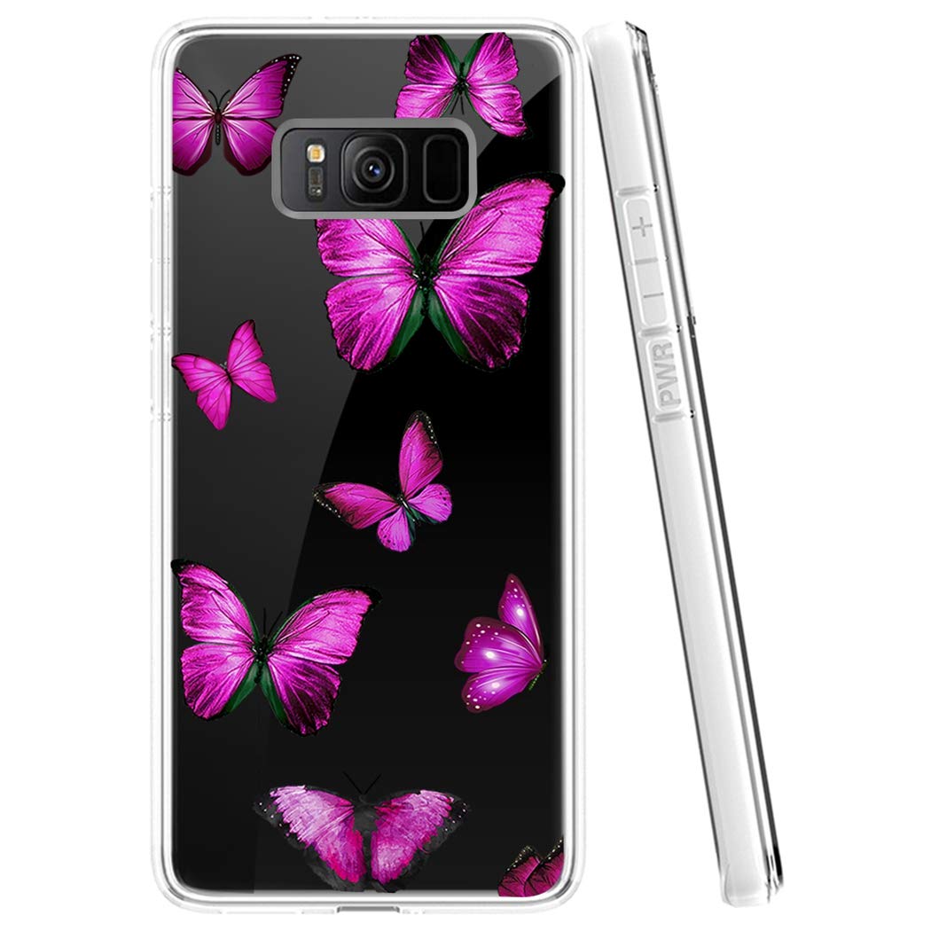 Cute Clear Slim Shockproof TPU Rubber Phone Case for Samsung Galaxy S8 - Butterfly Pattern Protective Cover for Women & Girls | Perfect for Everyday Use, Work & Travel