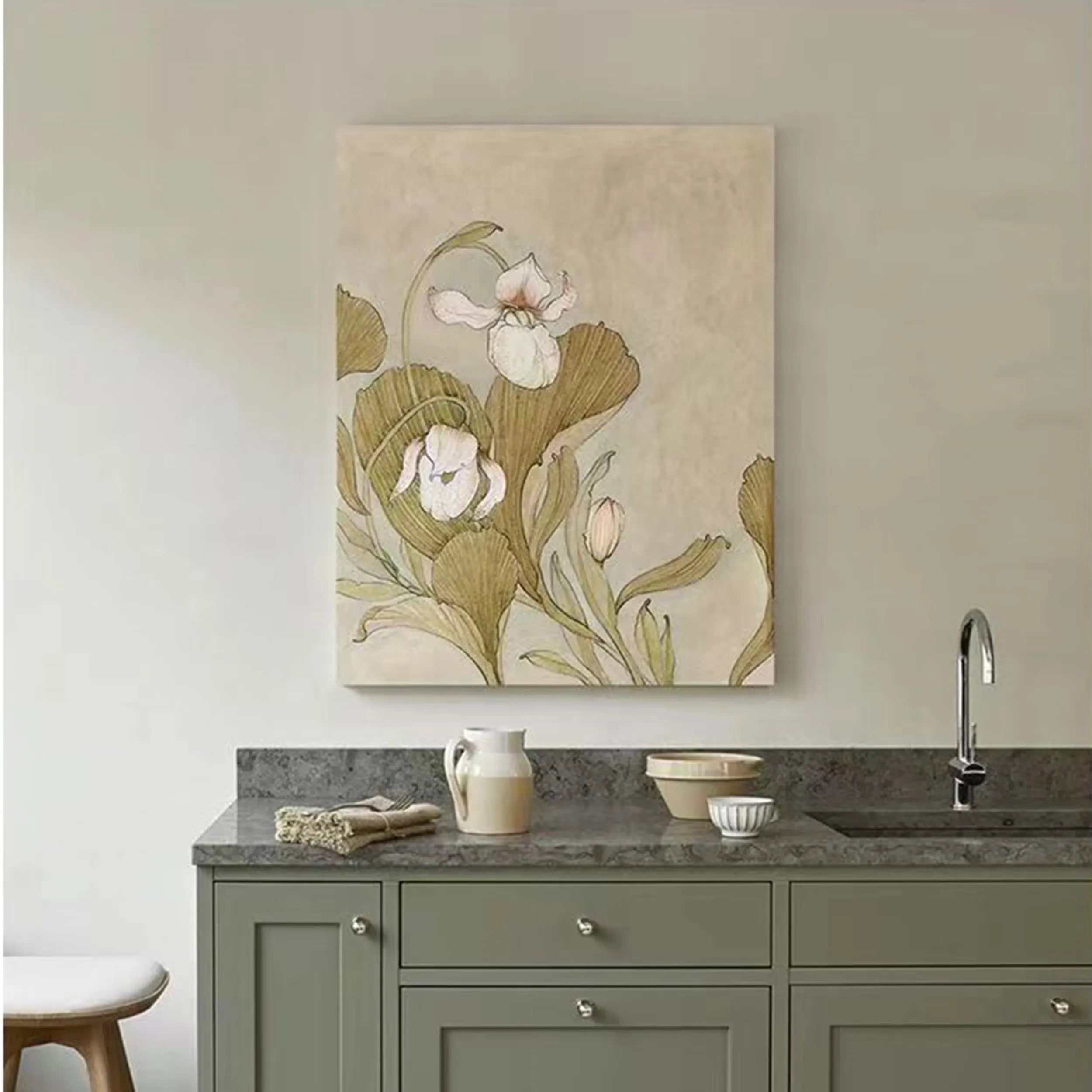 Beautiful Flower and Tree Painting #FT069 - Handmade Canvas Art for Home Decor, Living Room, Bedroom & Office Wall