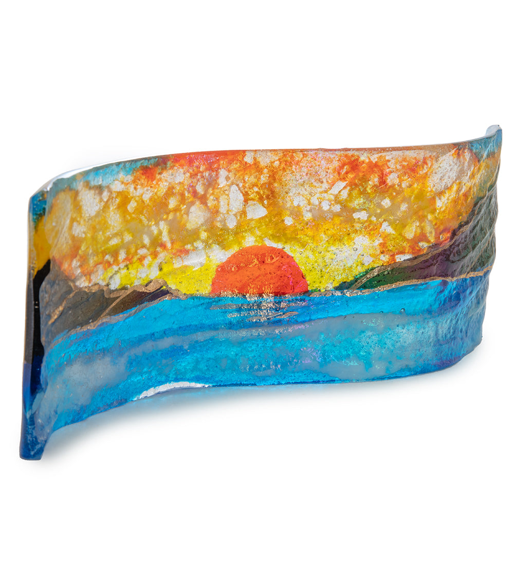 12 x 4 Sunset Wave Art Print by Marian Fieldson - Coastal Wall Decor for Living Room, Bedroom & Office