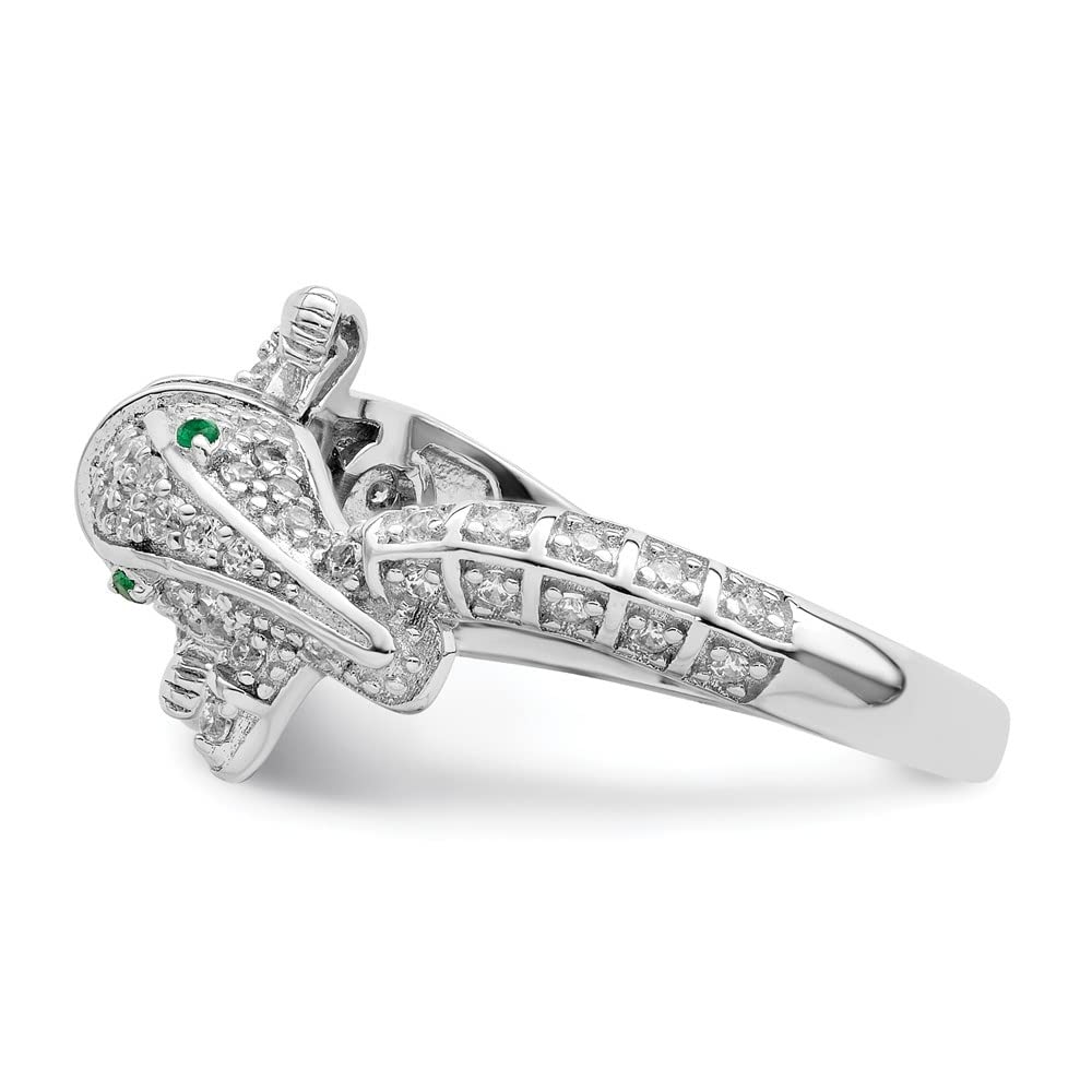 925 Sterling Silver Rhodium-Plated Cubic Zirconia Alligator Ring for Women - Elegant Reptile Jewelry Gift for Birthday, Anniversary & Valentine's Day - Perfect for Parties, Date Nights & Special Occasions
