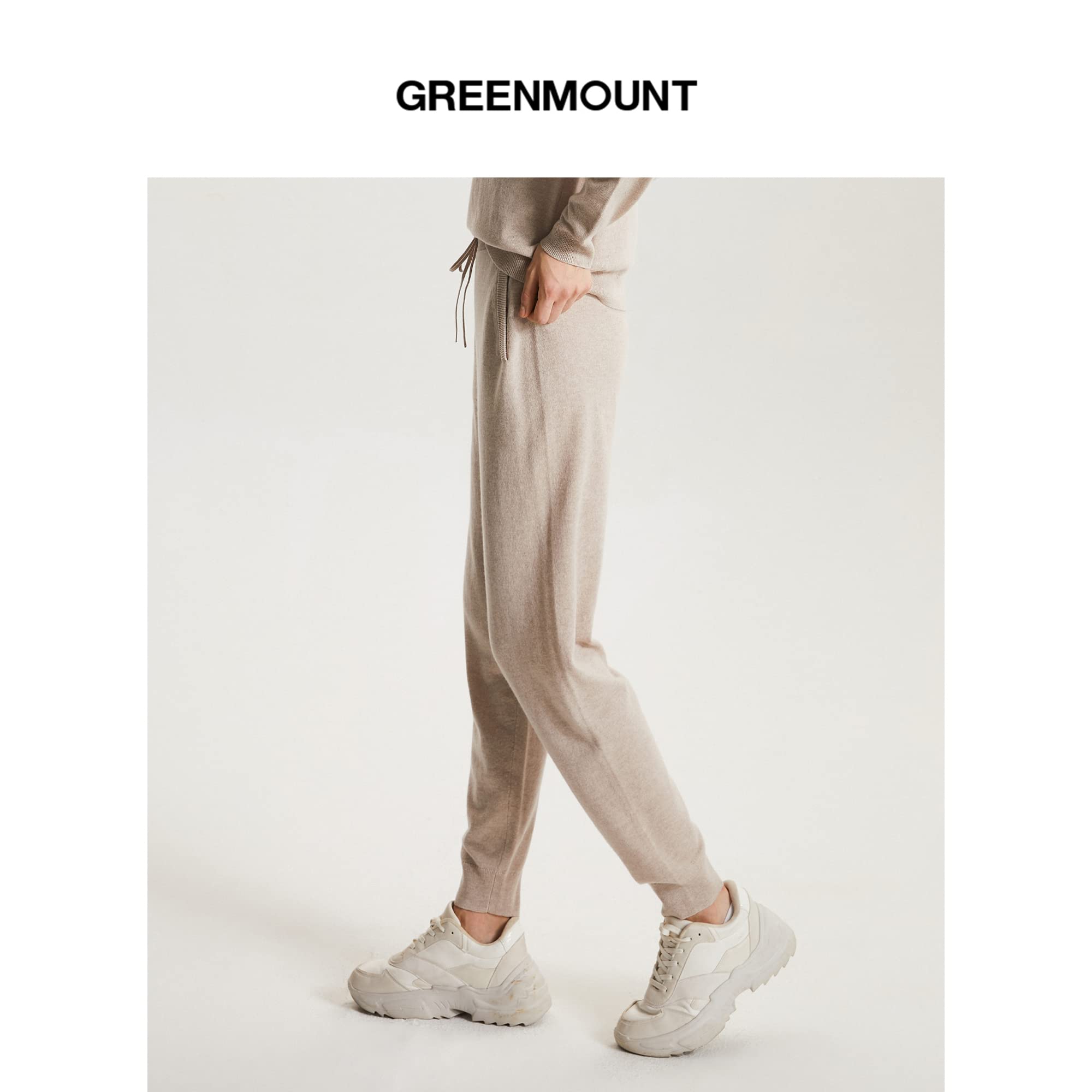 GreenMount Women's Cashmere Sweatpants - High Waisted Loose Fit Joggers with Pockets | Soft & Warm Fleece Lined Lounge Pants for Home, Fall & Winter | Keep 37.5° Temperature Regulation | Perfect for Yoga, Lounging & Running Errands