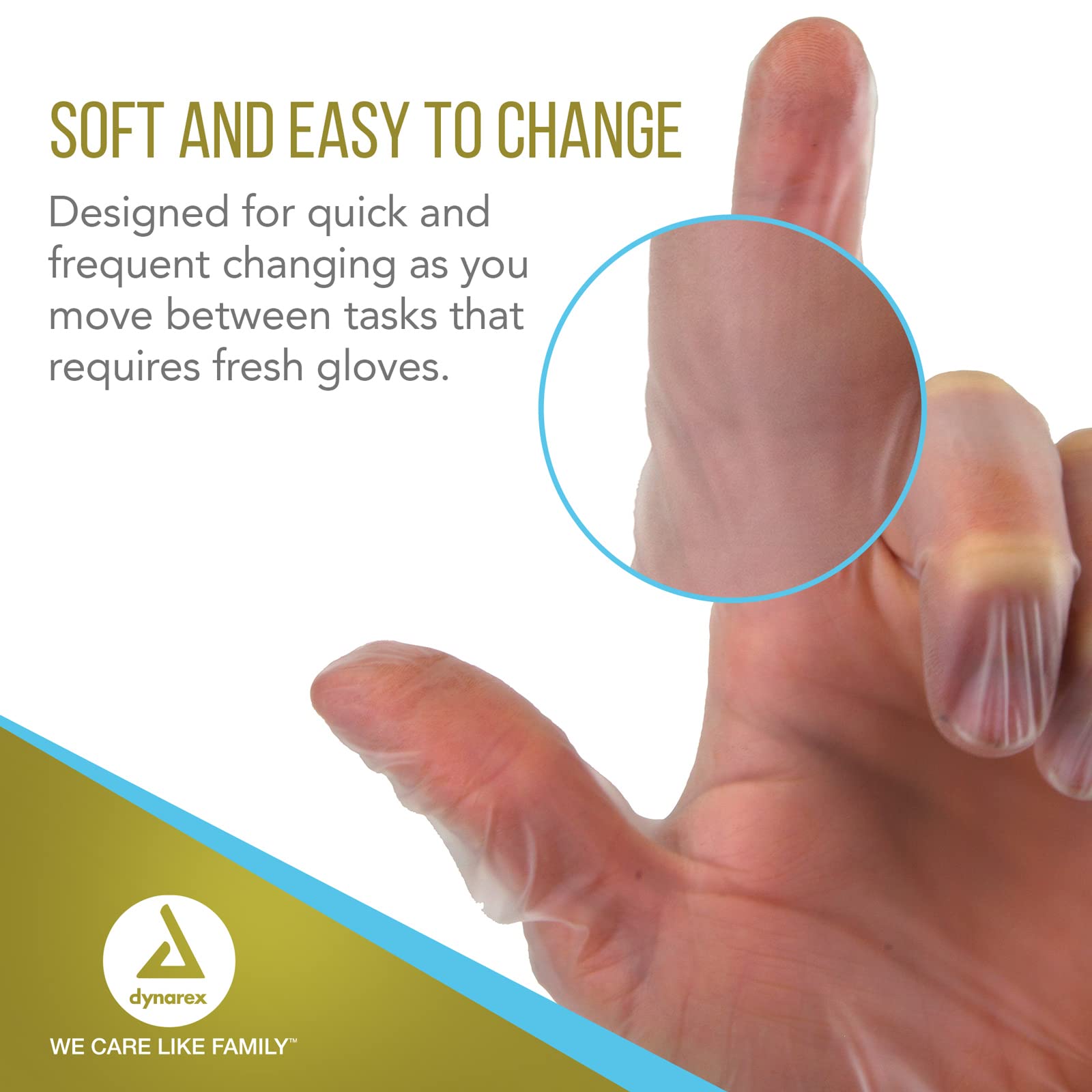 Dynarex Safe-Touch Powder-Free Vinyl Disposable Exam Gloves - Medium Size, Ambidextrous, Clear (Case of 10 Boxes, 100 Gloves Each) | Food Safe, Medical & Laboratory Use, Food Handling, Tattoo & Nail Salon, Cleaning & Household Protection