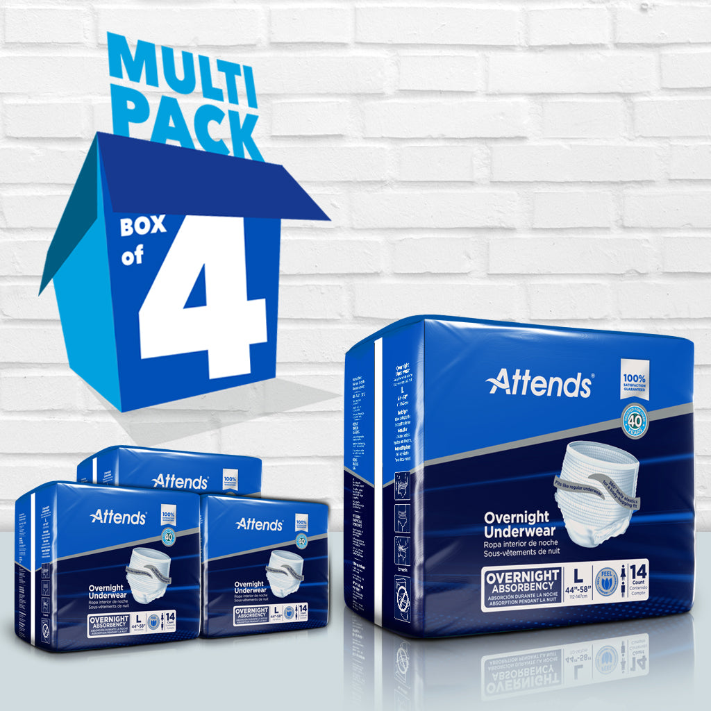 Attends Overnight Underwear for Adults - Maximum Absorbency Incontinence Protection - Comfortable & Disposable for Nighttime Use - Ideal for Seniors & Postpartum Care