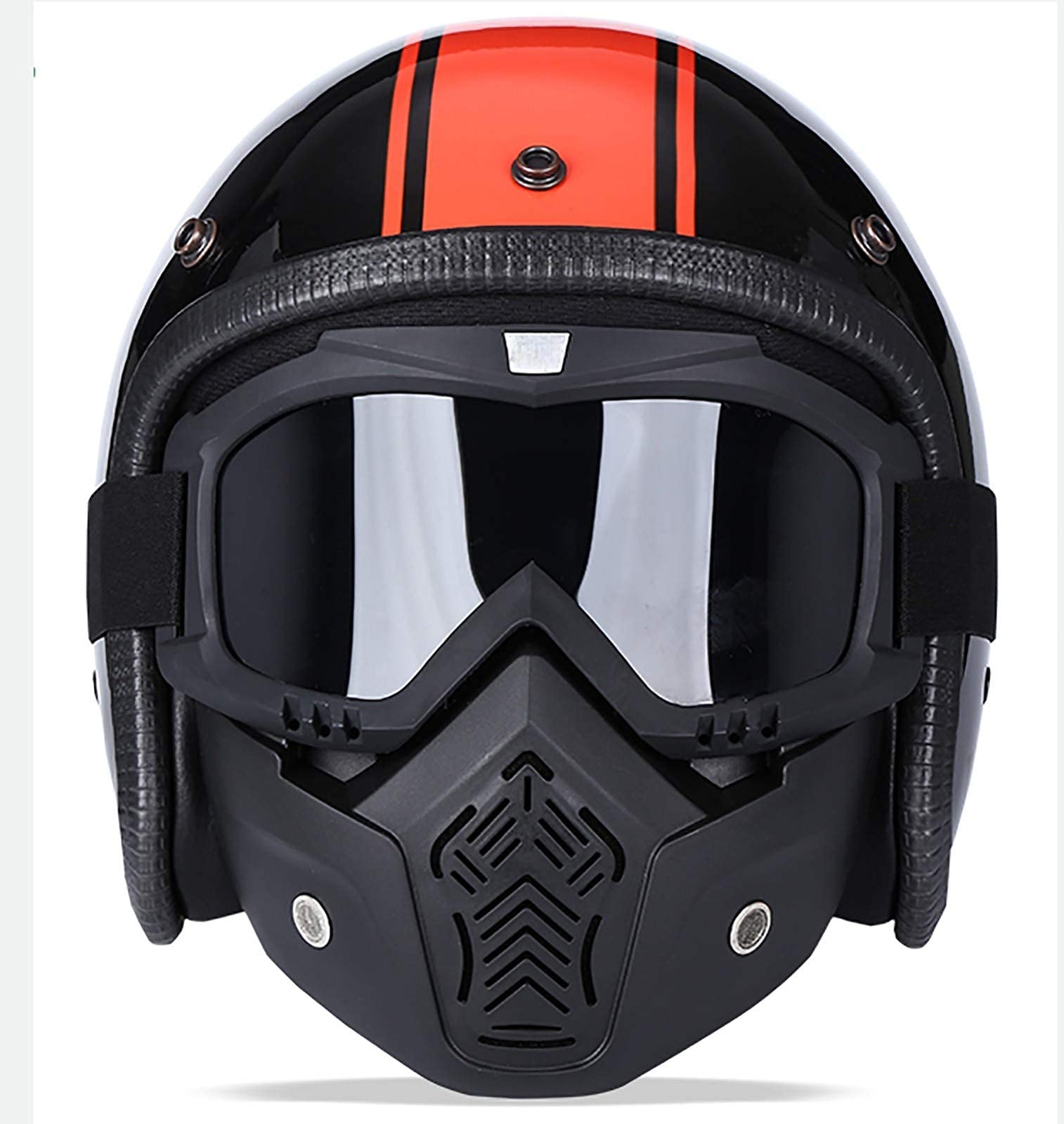 ZLYJ DOT Certified Open Face Motorcycle Half Helmet for Men & Women - ABS+EPS Safety Protection with Mask - Retro Jet Style for Scooters & Mopeds (Size XL 61-62CM) - Perfect for Urban Commuting & Casual Rides