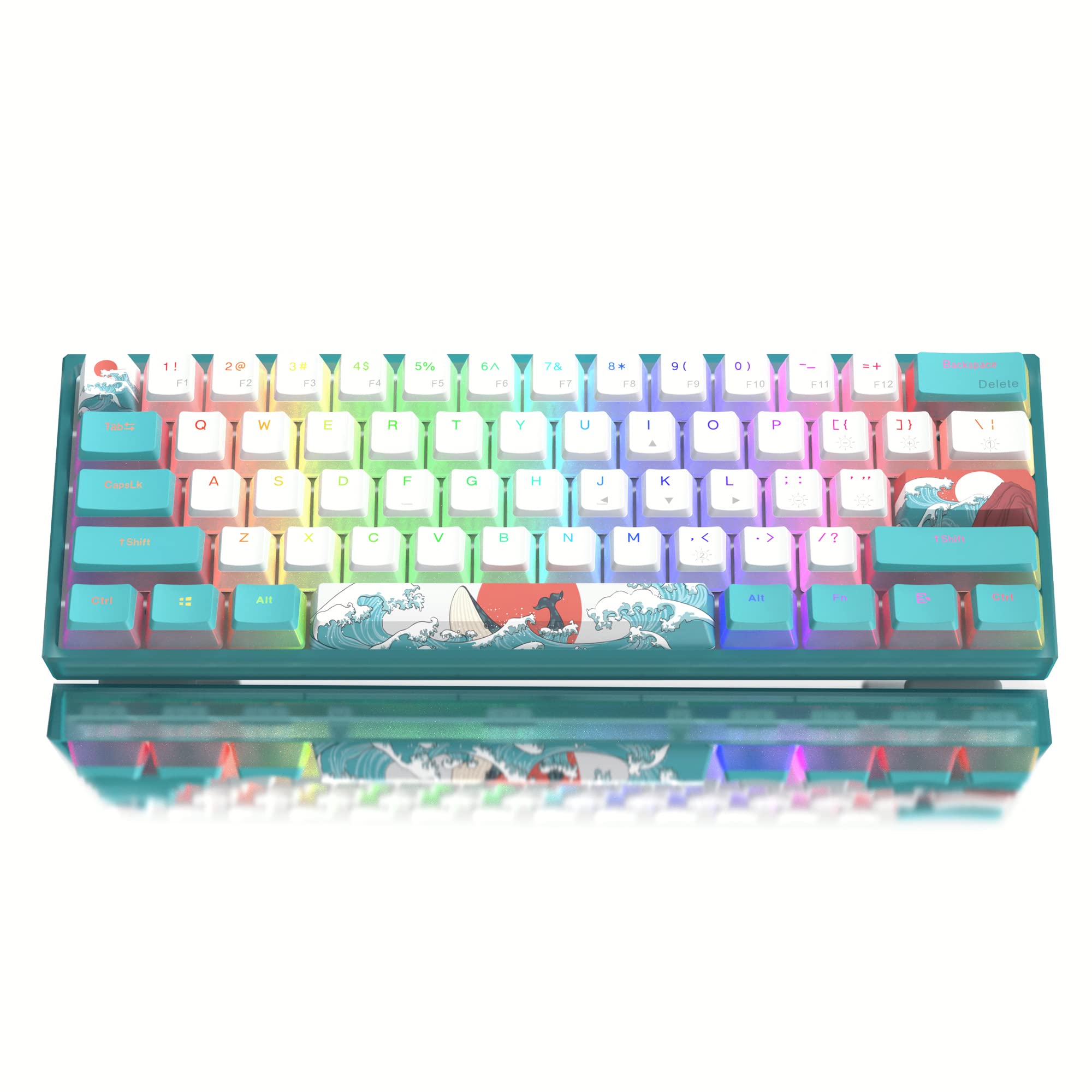 Womier WK61 60% RGB Mechanical Gaming Keyboard - Hot-Swappable, PBT Keycaps, Red Switch for PC Gamers