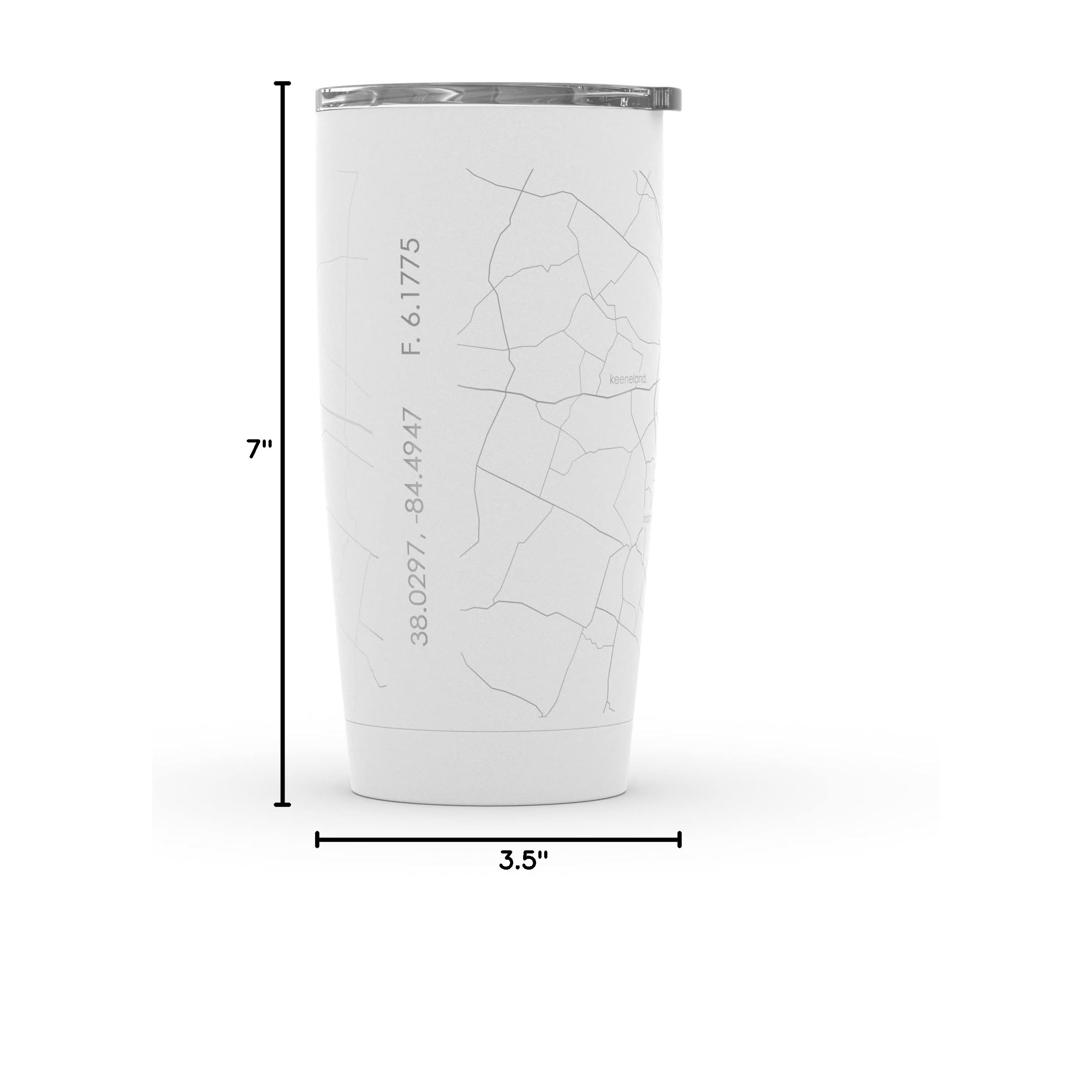 Personalized Lexington Kentucky Map Insulated Coffee Tumbler - 20oz Stainless Steel Travel Mug with Etched City Design (White) | Custom Engraved Drinkware for Coffee Lovers, Office Use & Outdoor Adventures