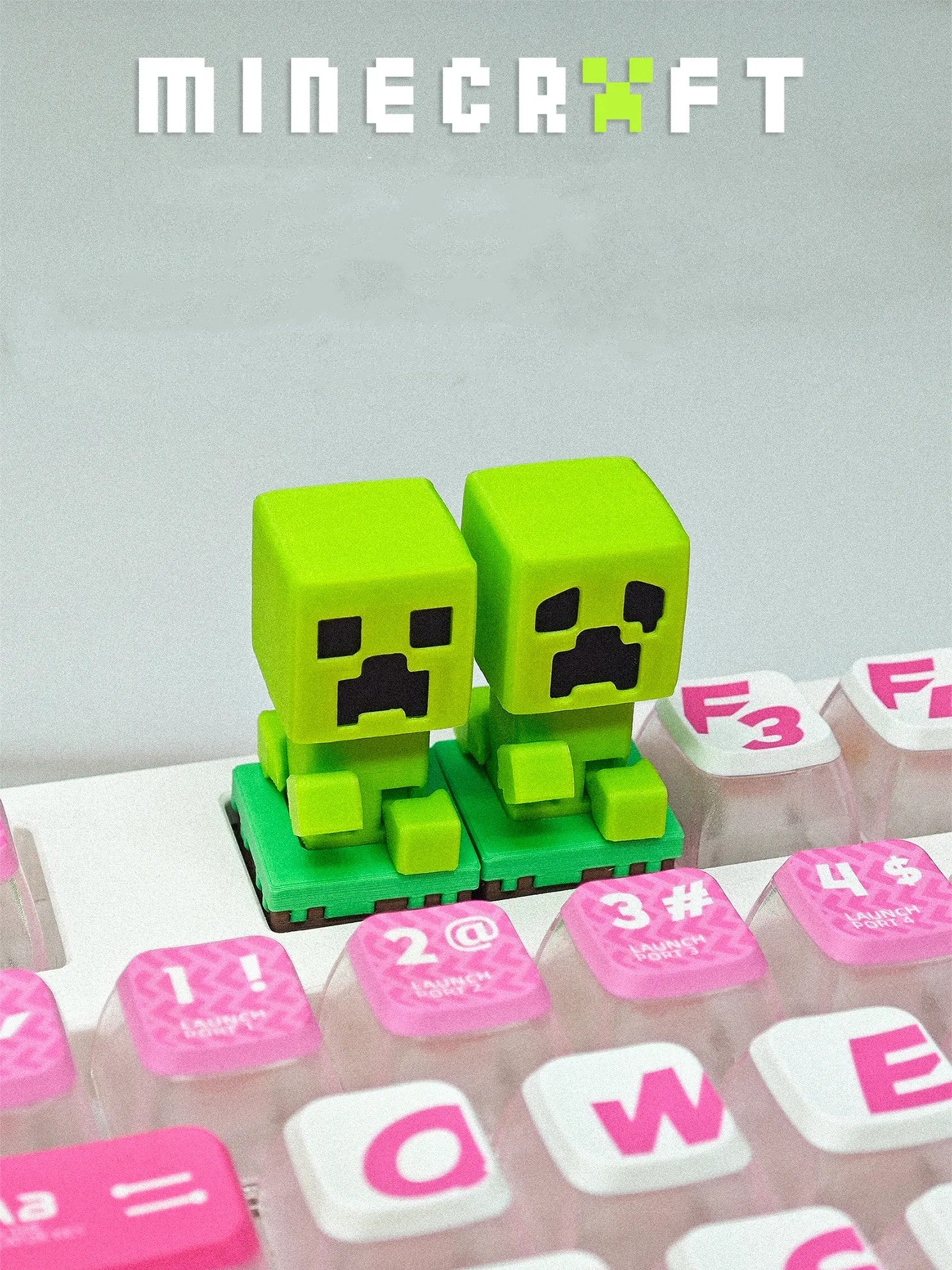 3D Printed Resin Minecraft Keycaps - Cute Anime & Game Character Doll Keycaps with Press Movable Design for Mechanical Keyboards - Perfect for Gaming, Typing & Custom Keyboard Enthusiasts