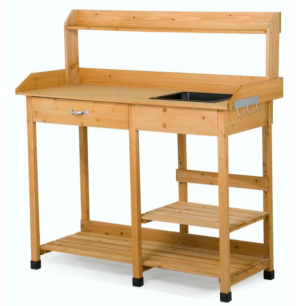 BOERLKY TOPPLAN Potting Table Planter Bench - Outdoor/Indoor Gardening Workstation with Wood Shelves for Planting, Transplanting & Organizing - Perfect for Backyard, Patio, Greenhouse & Garden Shed Use