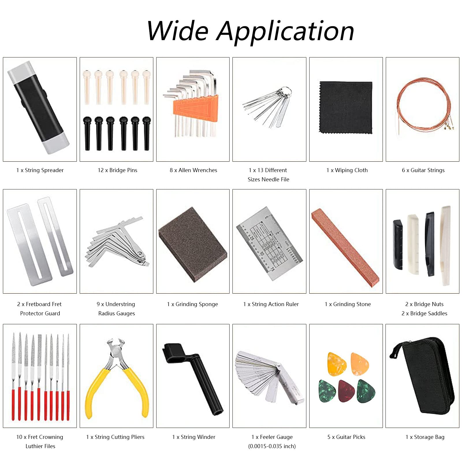 72PCS Professional Guitar Repair & Maintenance Tool Kit with Strings, Picks, Bridge Pins & Gauge - Complete Guitar Accessories Set for Acoustic, Electric Guitar, Ukulele, Bass & Banjo - Perfect for Musicians, DIY Repairs & Home Studio Use