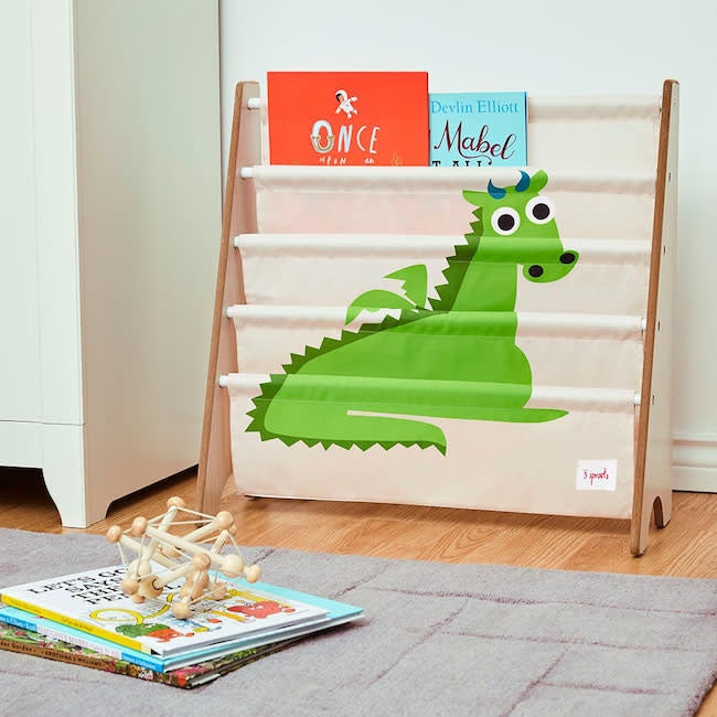 3 Sprouts Book Rack - Kids Bookshelf Organizer with Adorable Dragon Design | Perfect for Nursery, Playroom & Classroom Storage