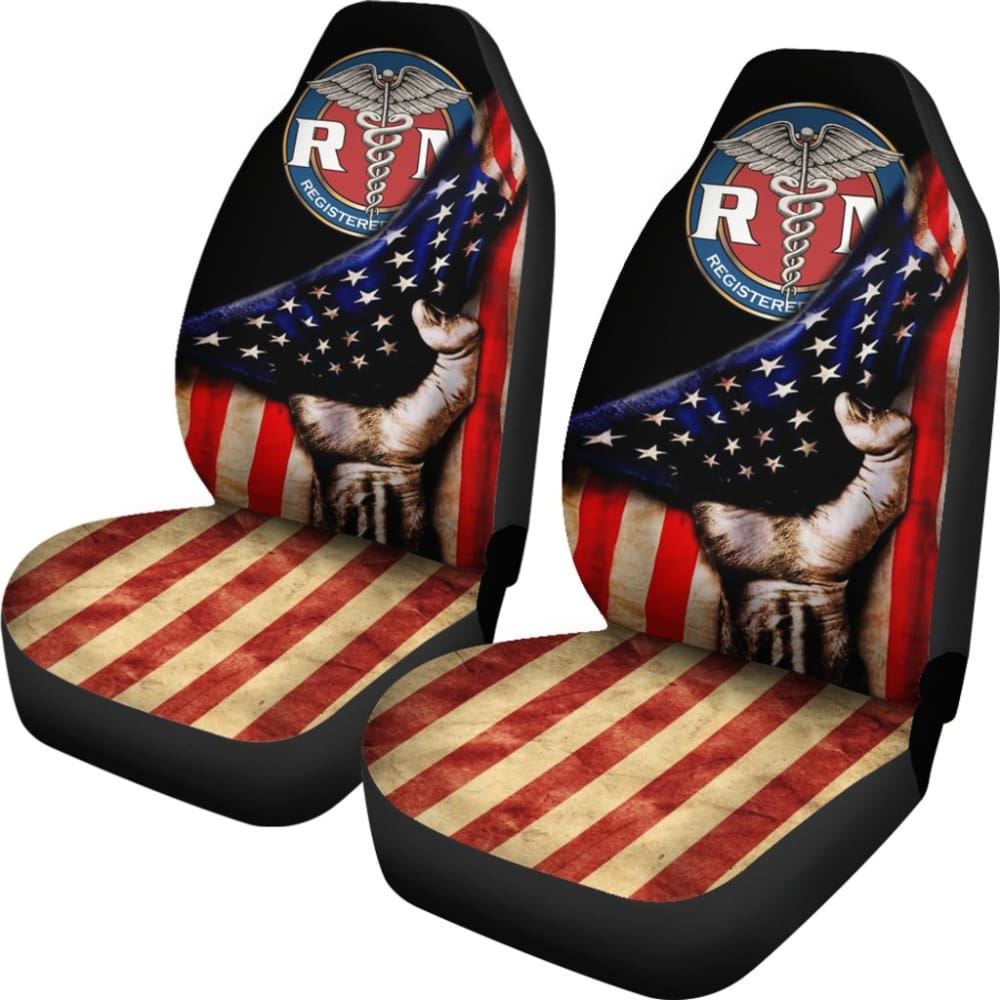 Patriotic American Flag Car Seat Covers for Nurses - Durable & Stylish Auto Accessories - Perfect for Healthcare Workers, First Responders & Patriotic Drivers