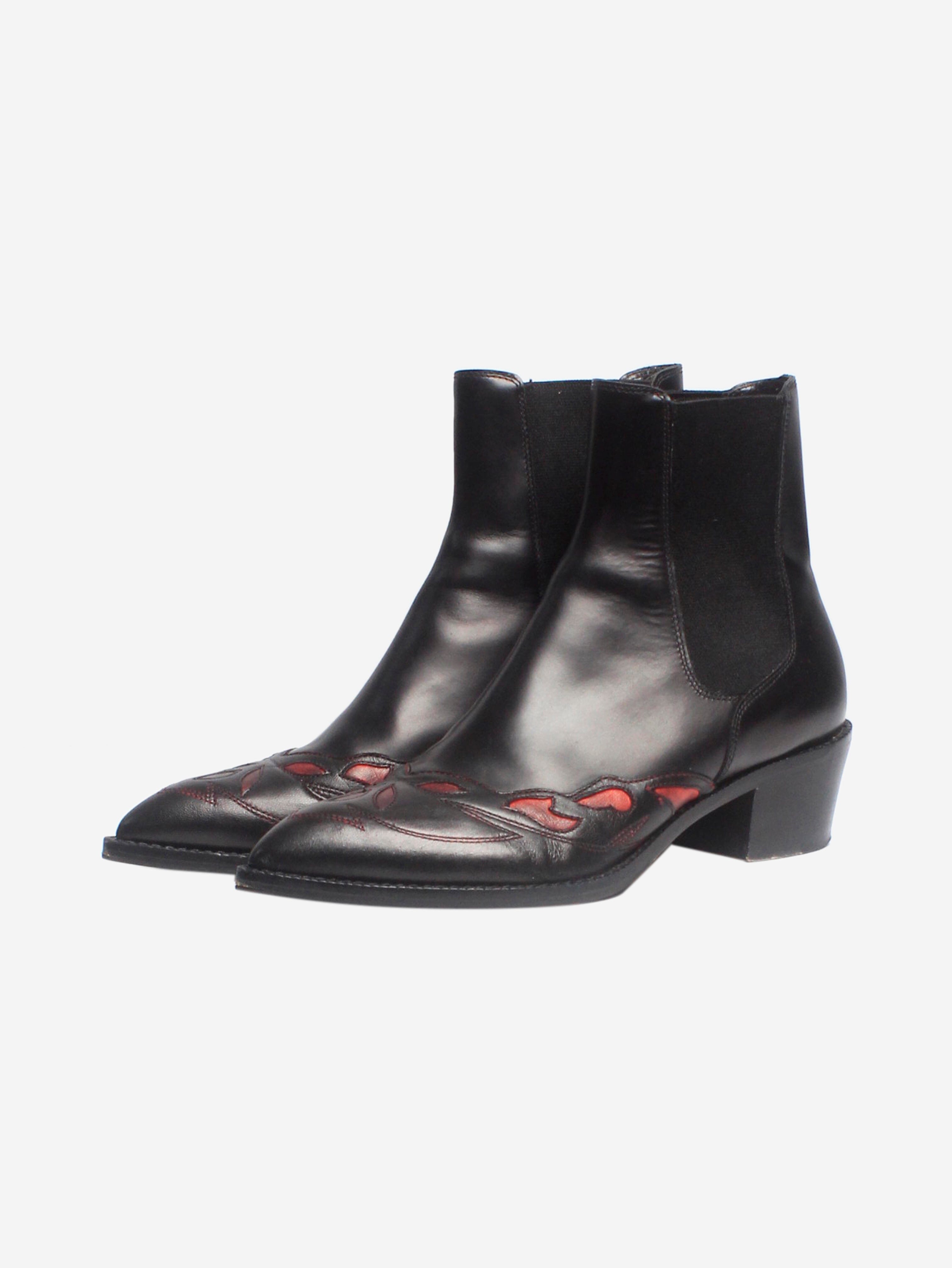Black Western Chelsea Boots for Women - Size EU 38 (US 7.5) - Stylish Ankle Boots for Casual Outfits, Office Wear & Date Nights