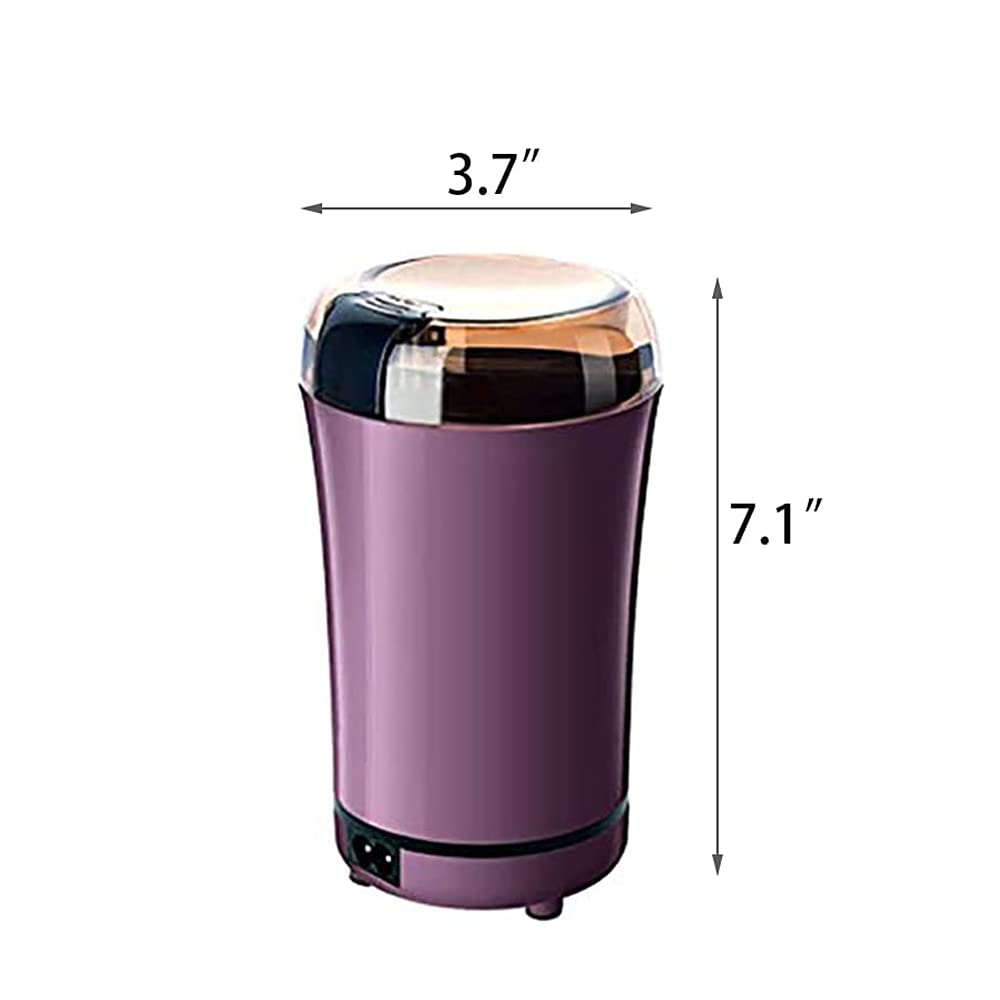 Premium Electric Coffee Grinder - Stainless Steel Blade, One-Touch Operation for Beans, Spices, Herbs & Nuts (2oz/8 Cups Capacity) - Portable & Compact with Clear Lid - Perfect for Home, Office & Travel - Purple