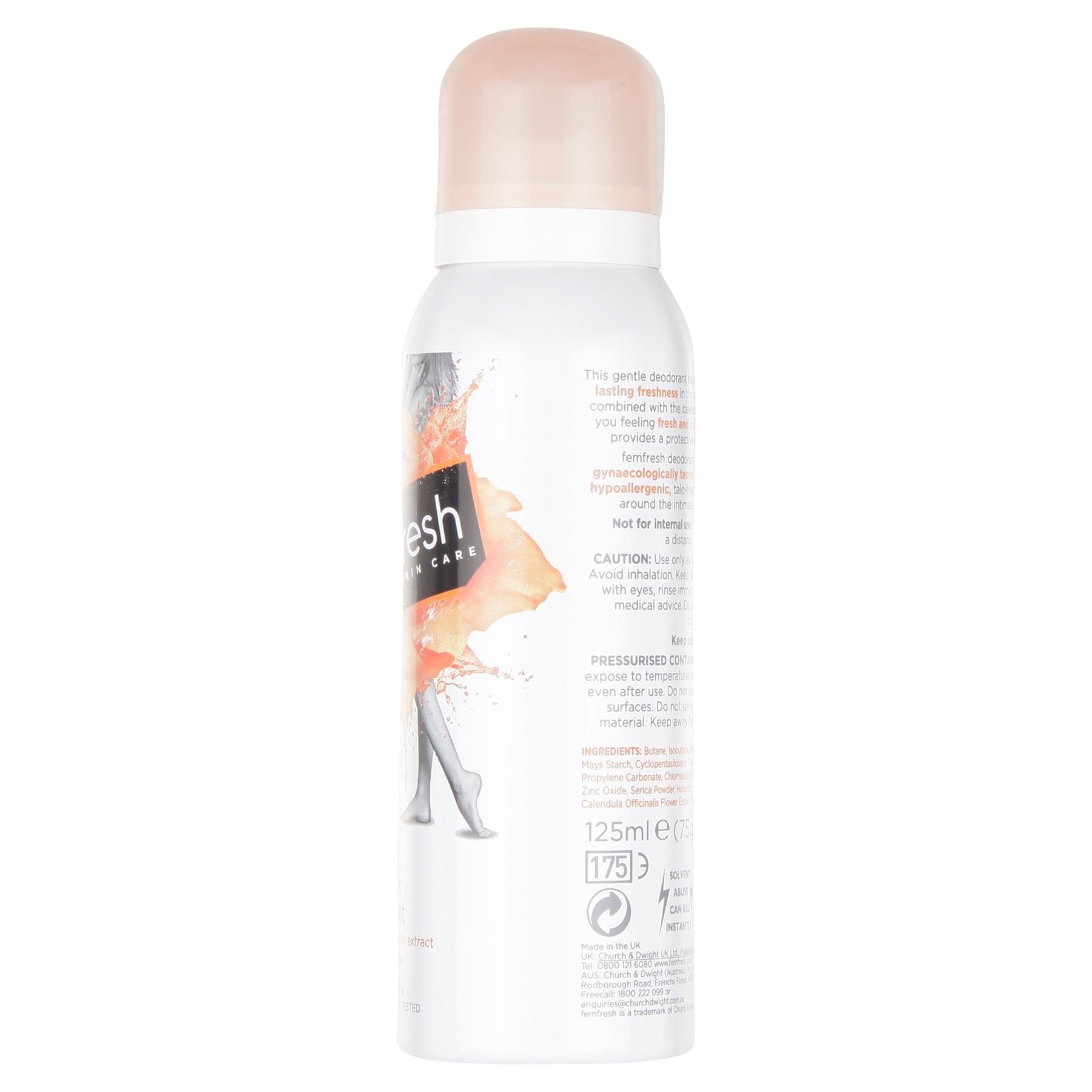 Femfresh 125ml Feminine Freshness Deodorant Spray for Women - Intimate Hygiene & Odor Control - Daily Use for Freshness & Confidence