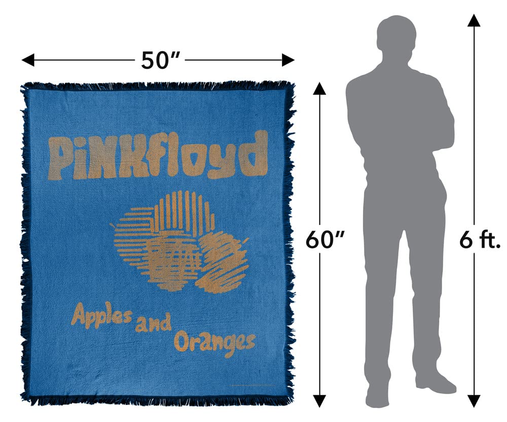Pink Floyd Blanket 50x60 Inches - Soft Cotton Blend Woven Tapestry Throw with Fringe - Apples & Oranges Design - Cozy Bedspread for Home, Dorm, Concert Gift & Music Lover Decor