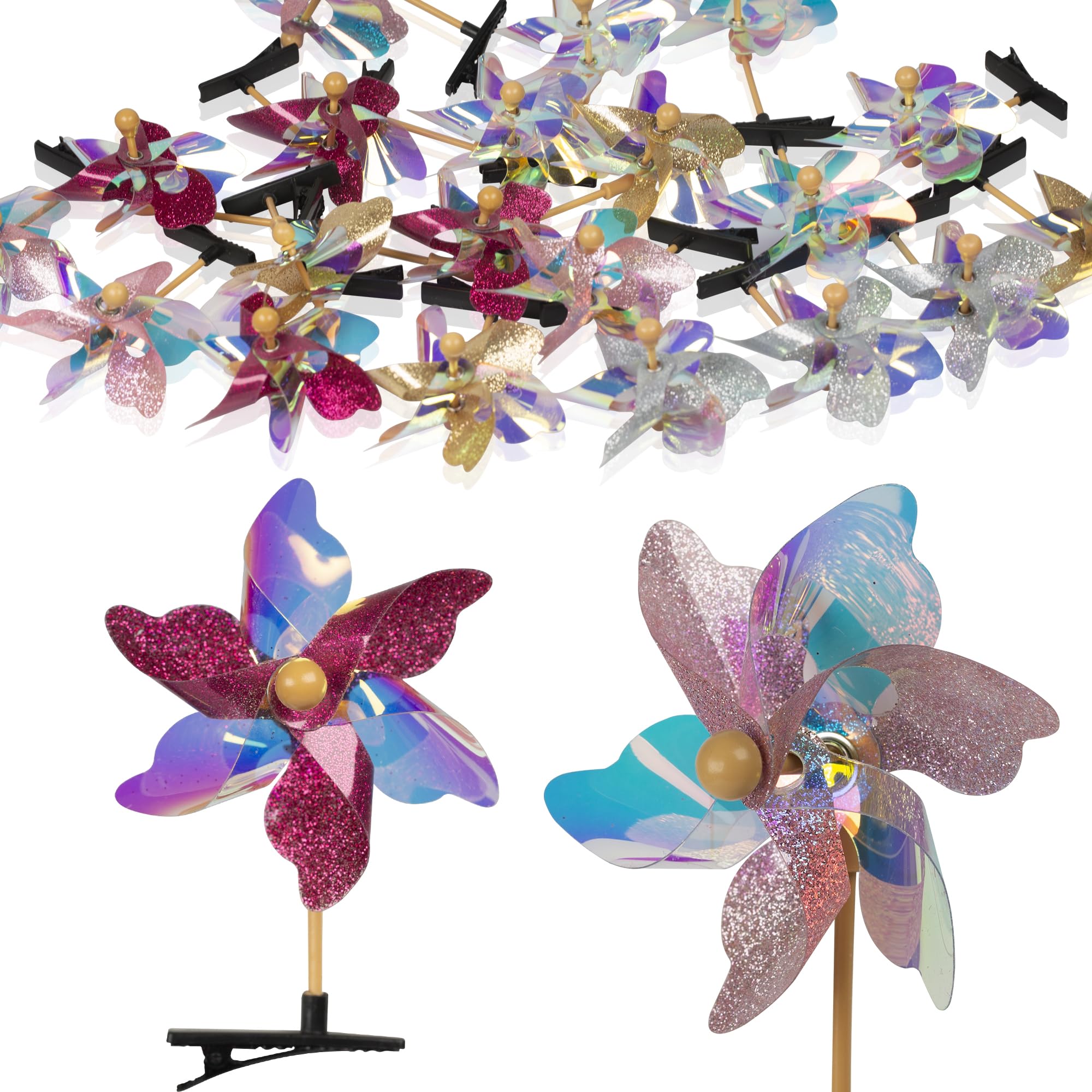 30PCS Sequin Pinwheel Hair Clips for Girls - Cute Windmill Hair Barrettes with Spinning Alligator Clips - Perfect for Parties, School, and Everyday Hair Styling Accessories