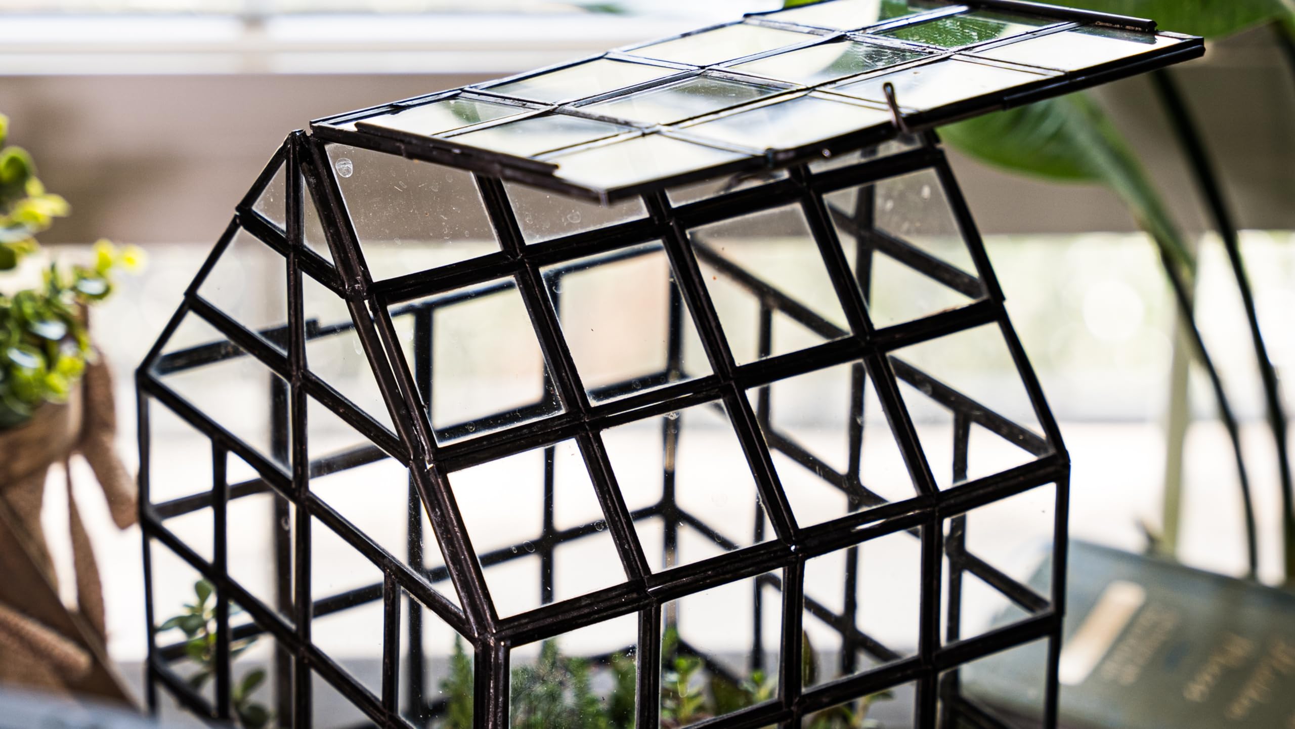Large Glass Terrarium with Lattice Design - 12