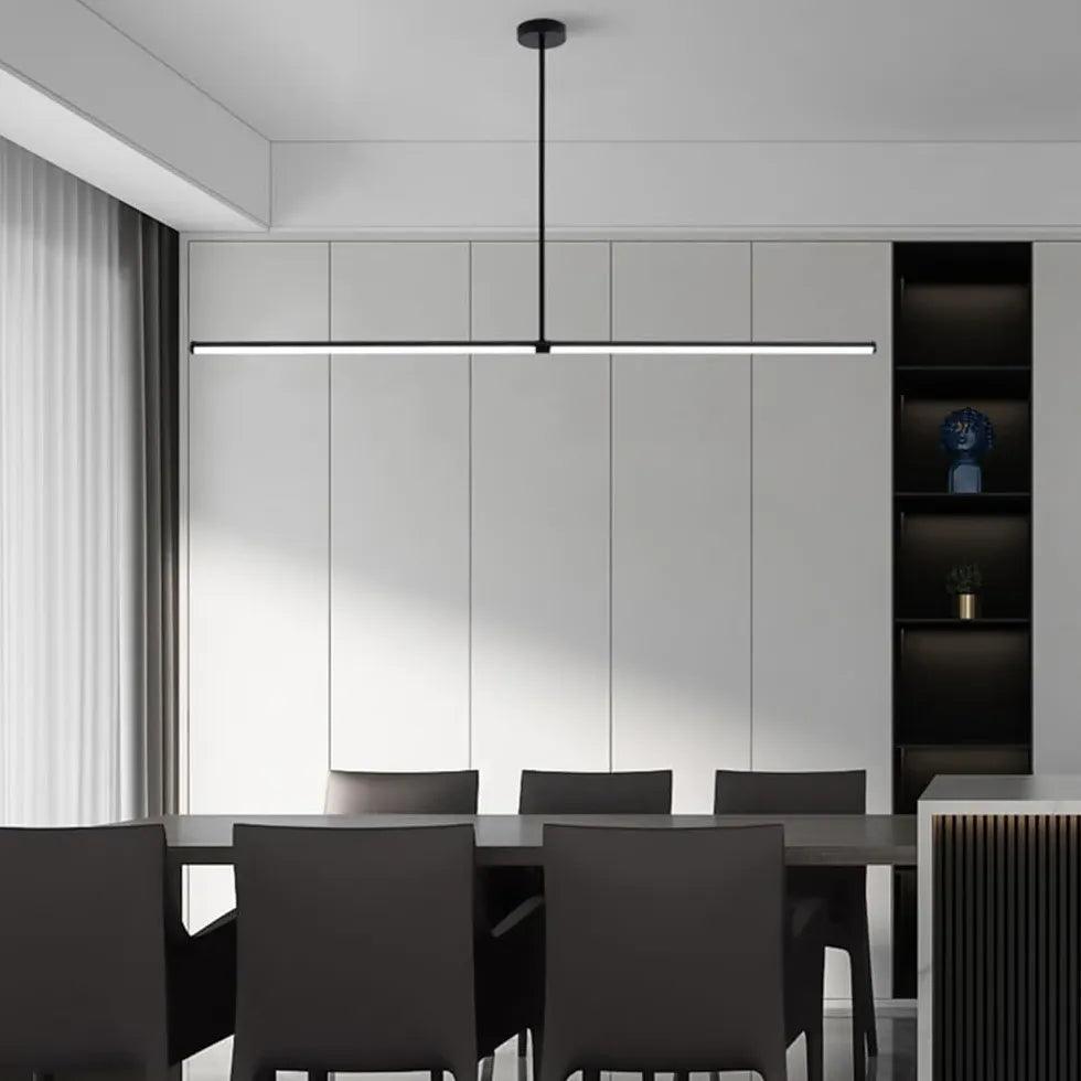 Modern Single Linear Pendant Light for Dining Room - Sleek Minimalist Hanging Fixture for Kitchen Island, Breakfast Nook & Contemporary Home Decor