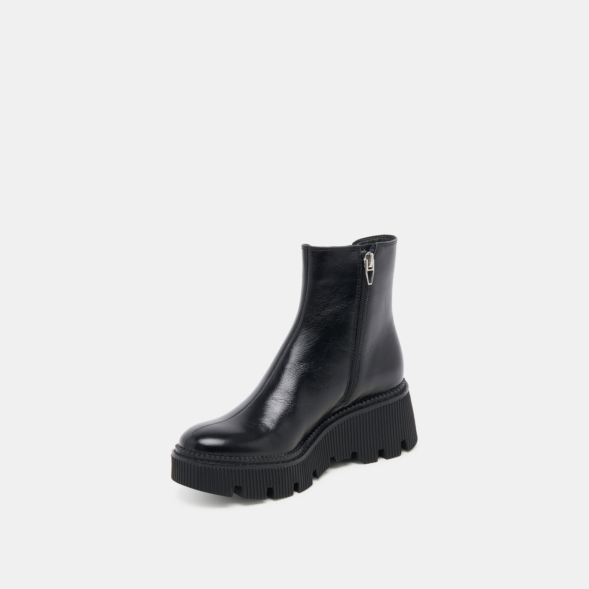 EMMET H2O Wide Calf Waterproof Rain Boots - Midnight Crinkle Patent Finish for Women | Perfect for Gardening, Hiking & Wet Weather Conditions