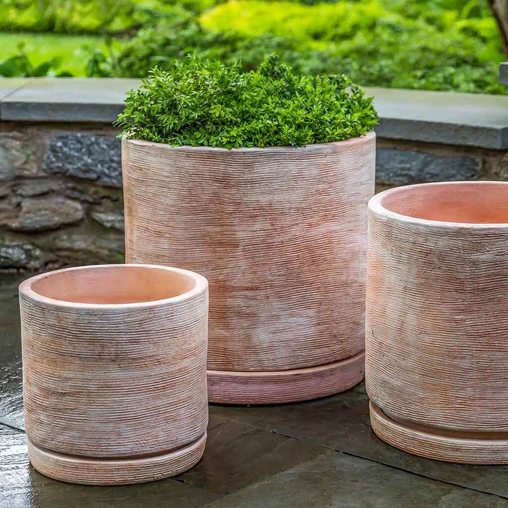 Campania International Sgraffito Terra Cotta Planters - Set of 3, Handcrafted Flower Pots for Indoor & Outdoor Decor, Perfect for Patio, Garden, and Home Décor