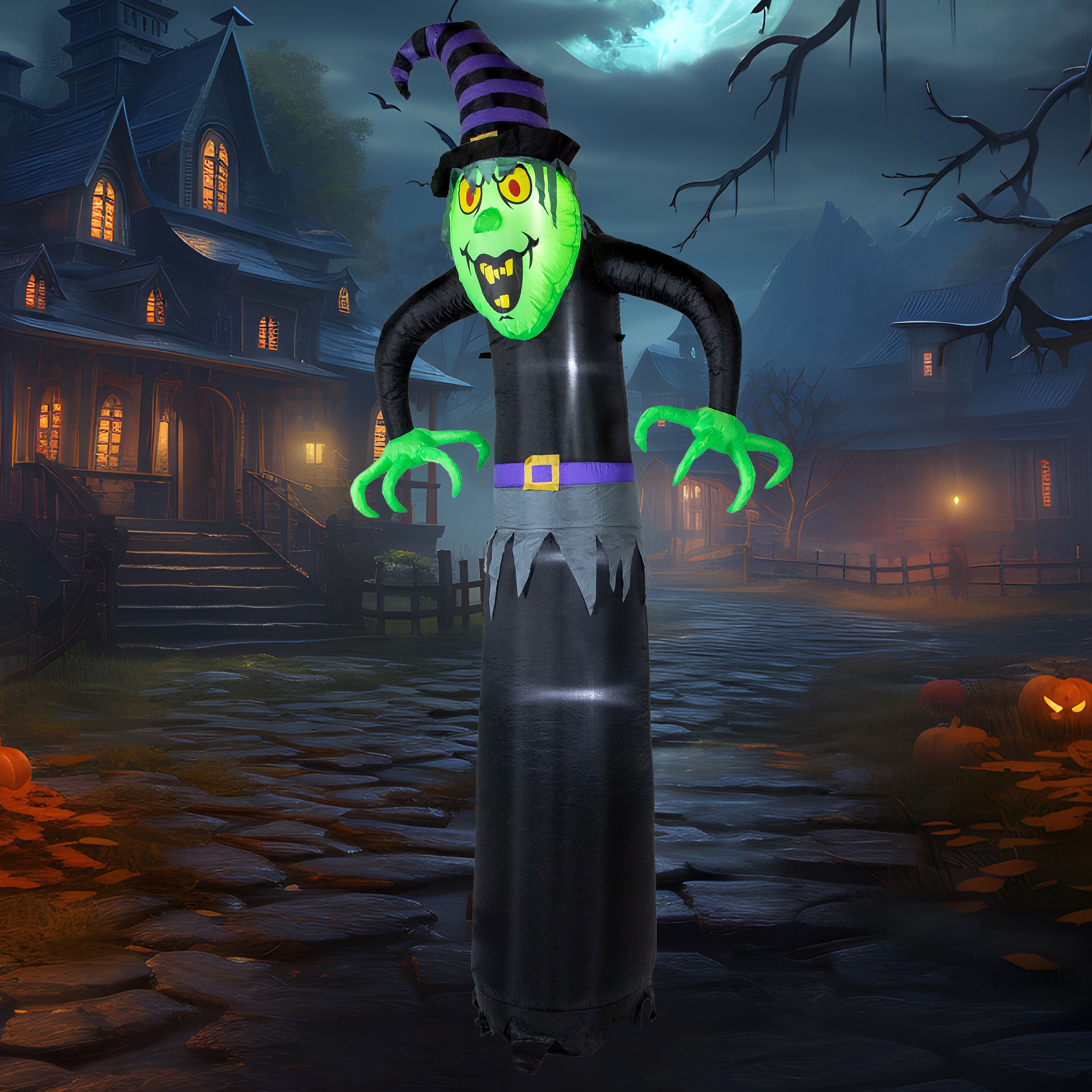 Sunnydaze 8ft Winifred the Wicked Witch Inflatable Halloween Decoration - Outdoor Yard Decor for Spooky Party & Haunted House