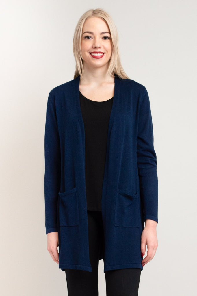Justine Sweater - Soft Indigo Blue Bamboo Cotton Blend Women's Top for Casual Wear & Layering
