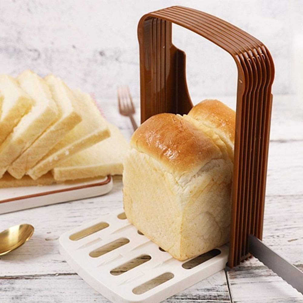 Foldable Plastic Bread Slicer Guide - Toast & Loaf Cutter Rack with Perfect Slices - Kitchen Accessories for Sandwiches, Breakfast & Meal Prep