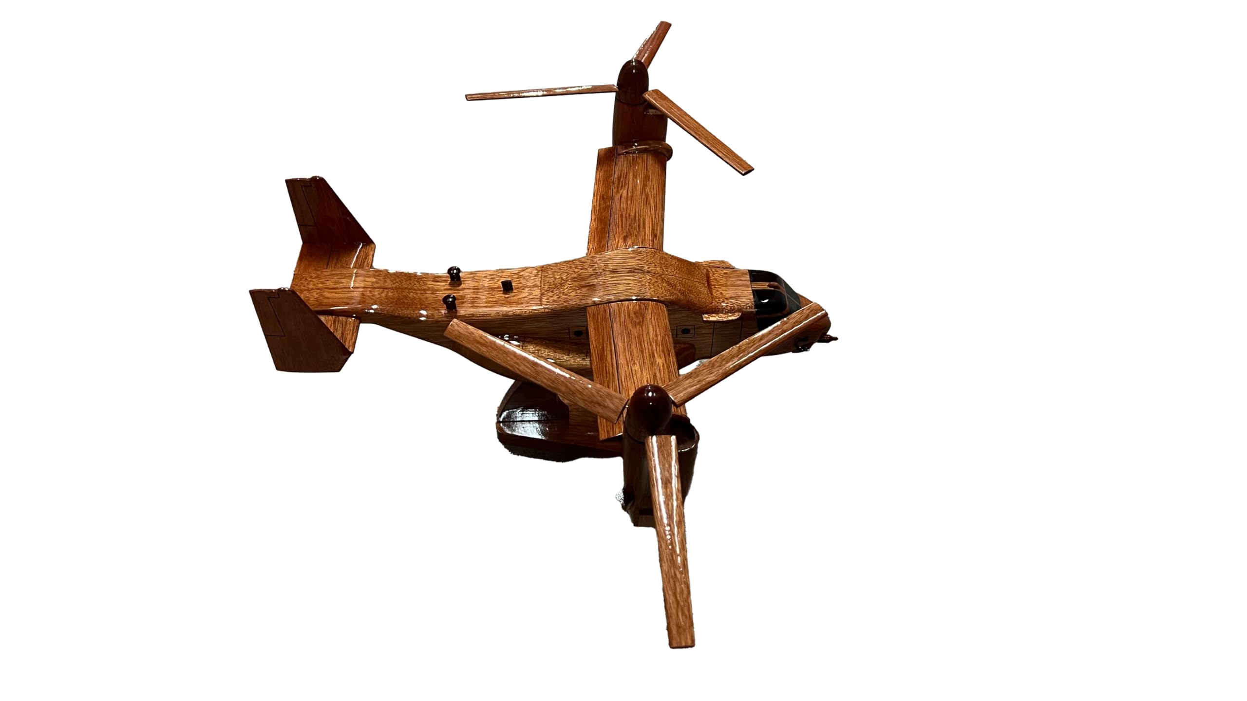 V-22 Osprey Osage Mahogany Wood Desktop Airplane Model - Handcrafted Military Aircraft Display for Office Decor, Aviation Enthusiast Gifts & Home Decoration